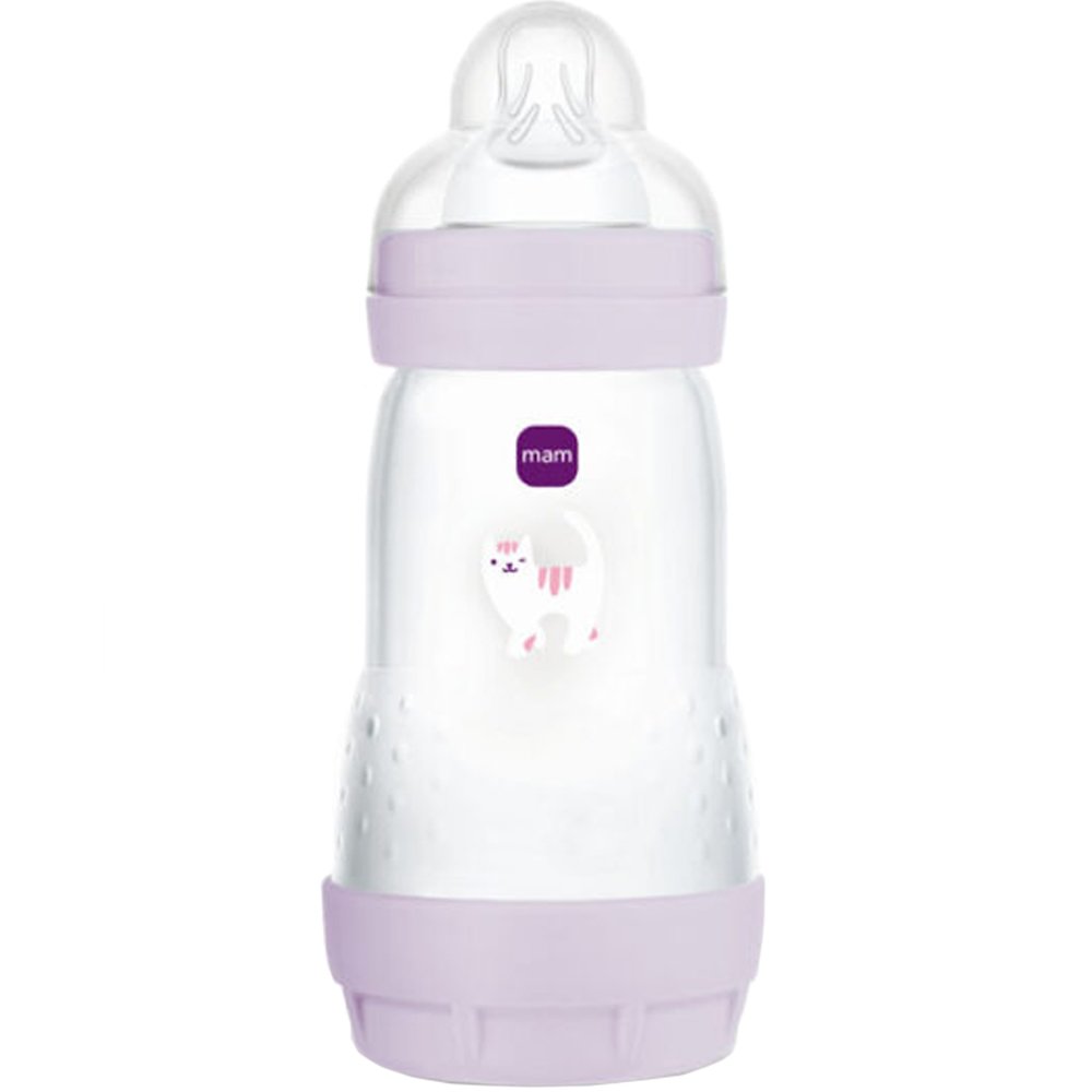 Mam Easy Start Anti-Colic Plastic Bootle 4m+ Μπιμπερό Πολυπροπυλενίου με Θηλή Σιλικόνης Μεγάλης Ροής & Σύστημα Κατά των Κολικών 320ml, Κωδ 356SGc - Λιλά