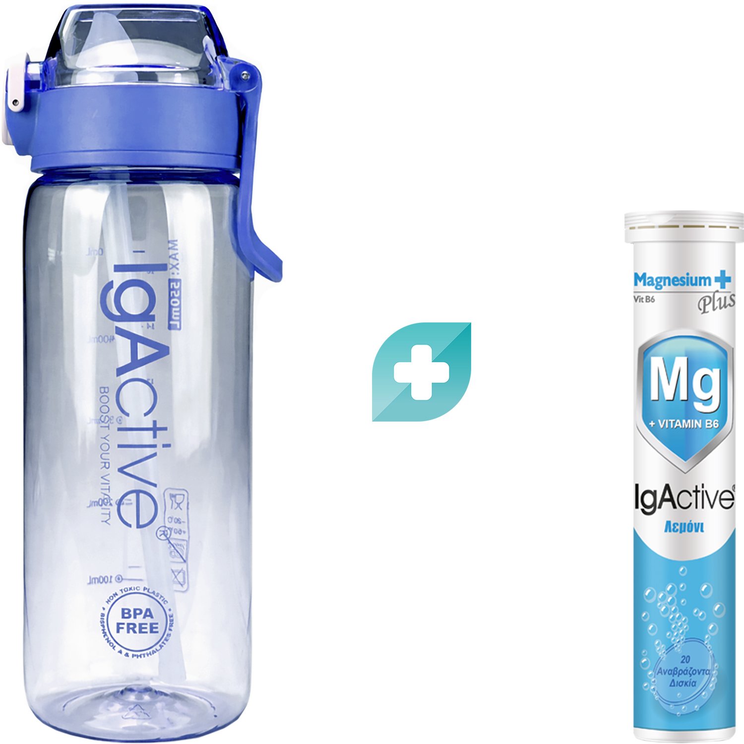 IgActive Promo Magnesium Plus 20 Effer.tabs & Δώρο Sport Water Bottle 500ml 1 Τεμάχιο - Blue