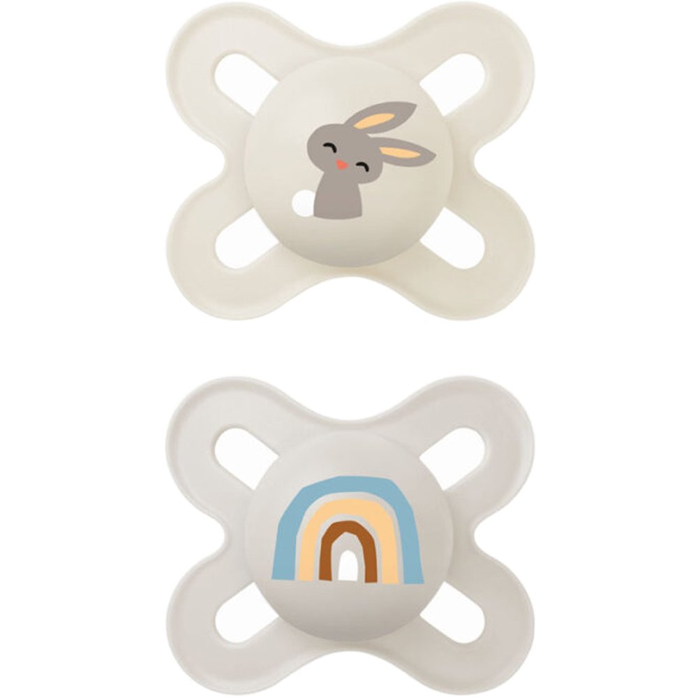 Mam Original Start Silicone Soother 0-2m 2 Τεμάχια, Κωδ 125SGc - Ζαχαρί / Γκρί,Μικρή & Ελαφριά Ορθοδοντική Πιπίλα Σιλικόνης με Θήκη Μεταφοράς