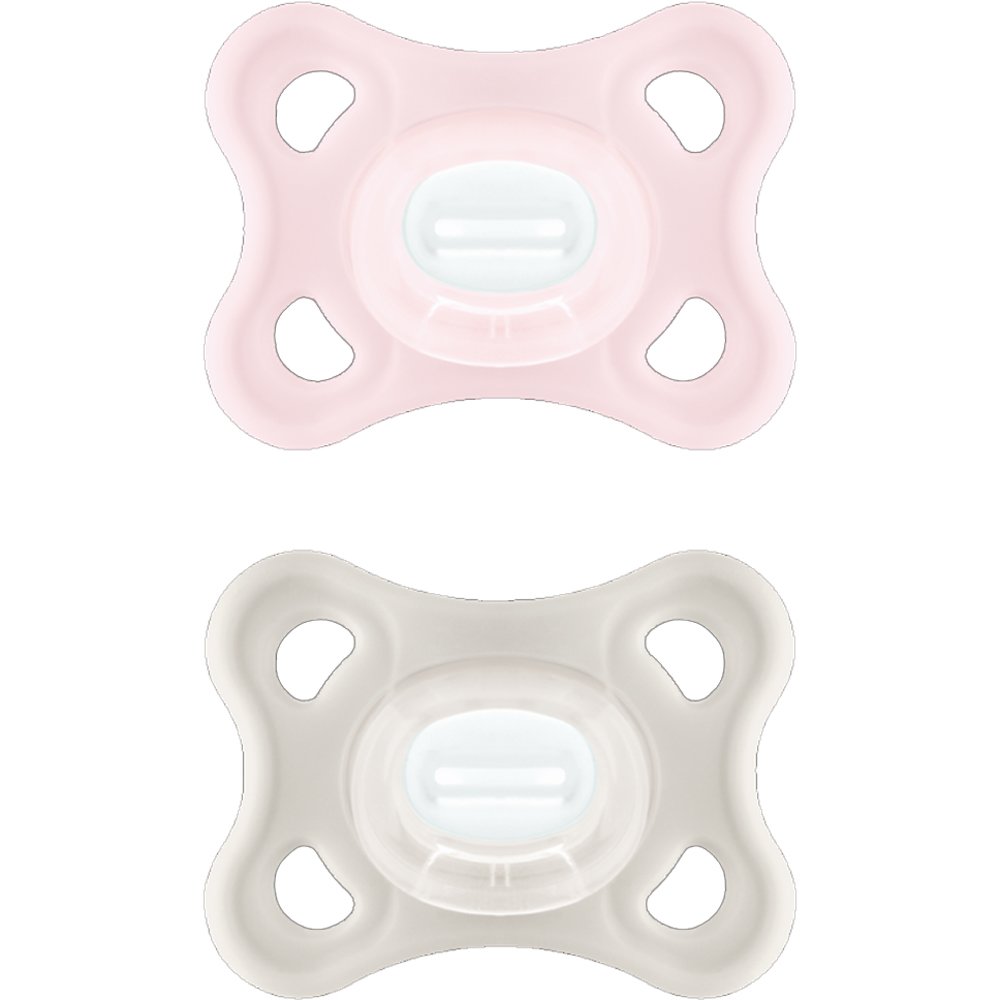Mam Comfort Silicone Soother 0-3m Ελαφριά Ορθοδοντική Πιπίλα Σιλικόνης για τη Σωστή Στοματική Ανάπτυξη, Ιδανική για Νεογέννητα 2 Τεμάχια, Κωδ 126SG - Ροζ / Κρεμ