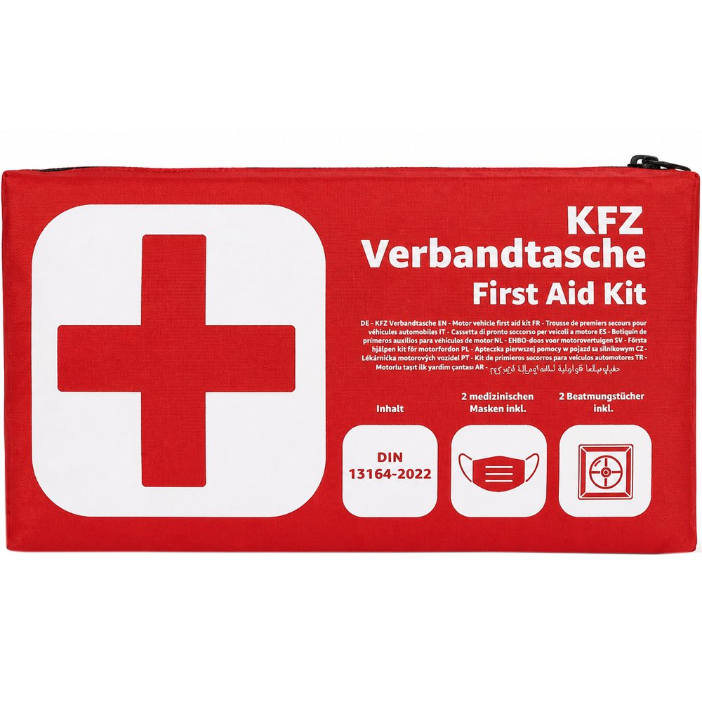 First Aid Kit for Car Πλήρες Φαρμακείο Πρώτων Βοηθειών για το Αυτοκίνητο με Πιστοποίηση Din 13164-2022 Κατάλληλο για Οποιαδήποτε Ανάγκη Πρώτης Φροντίδας Προκύψει στον Δρόμο 1 Τεμάχιο