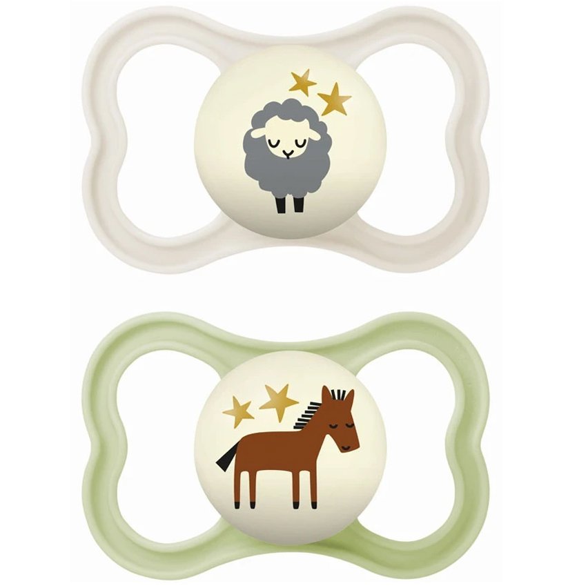 Mam Supreme Night Silicone Soother 16m+ Κωδ 298SUc Ορθοδοντική Πιπίλα Σιλικόνης που Λάμπει στο Σκοτάδι, 2 Τεμάχια - Κρεμ / Φυστικί