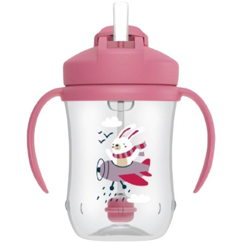 Dr Brown's Baby's First Straw Cup 6m+, Βρεφικό Κύπελλο με Εύπλαστο Καλαμάκι & Λαβές 270ml, Κωδ TC91011 - Σάπιο Μήλο