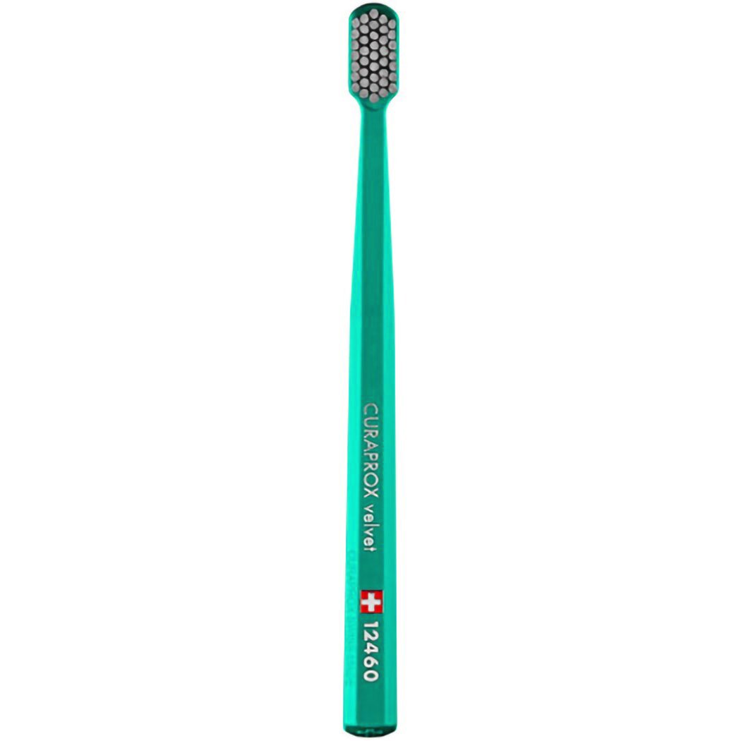 Curaprox CS 12460 Velvet Toothbrush Οδοντόβουρτσα με Εξαιρετικά Απαλές & Πυκνές Ίνες Curen για Πολύ Ευαίσθητα Δόντια 1 Τεμάχιο – Πράσινο / Γκρι