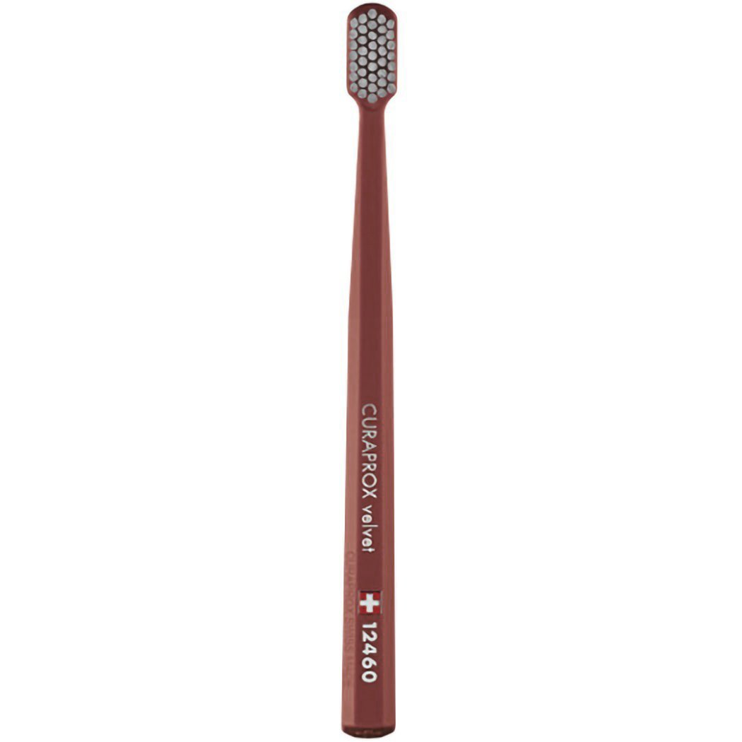 Curaprox CS 12460 Velvet Toothbrush Οδοντόβουρτσα με Εξαιρετικά Απαλές & Πυκνές Ίνες Curen για Πολύ Ευαίσθητα Δόντια 1 Τεμάχιο – Καφέ / Γκρι