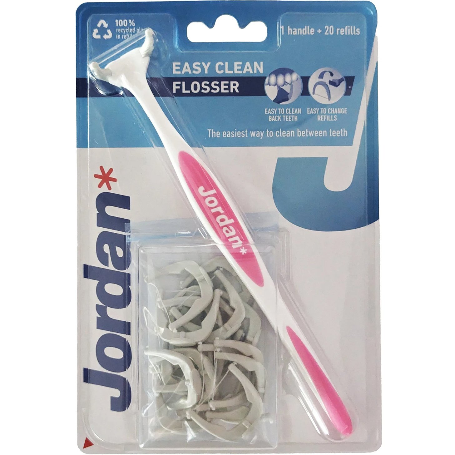 Jordan Easy Clean Flosser 1 Τεμάχιο & Refills 20 Τεμάχια Κωδ 310054 – Ροζ
