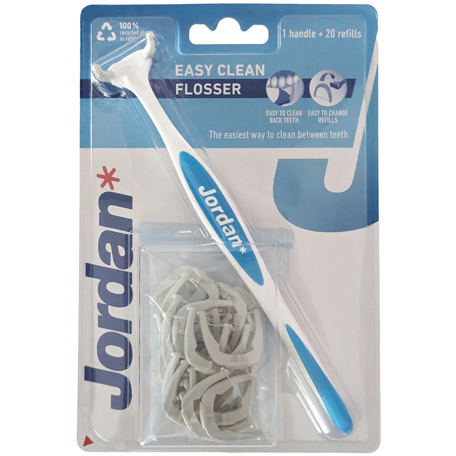 Jordan Easy Clean Flosser 1 Τεμάχιο & Refills 20 Τεμάχια Κωδ 310054 – Γαλάζιο