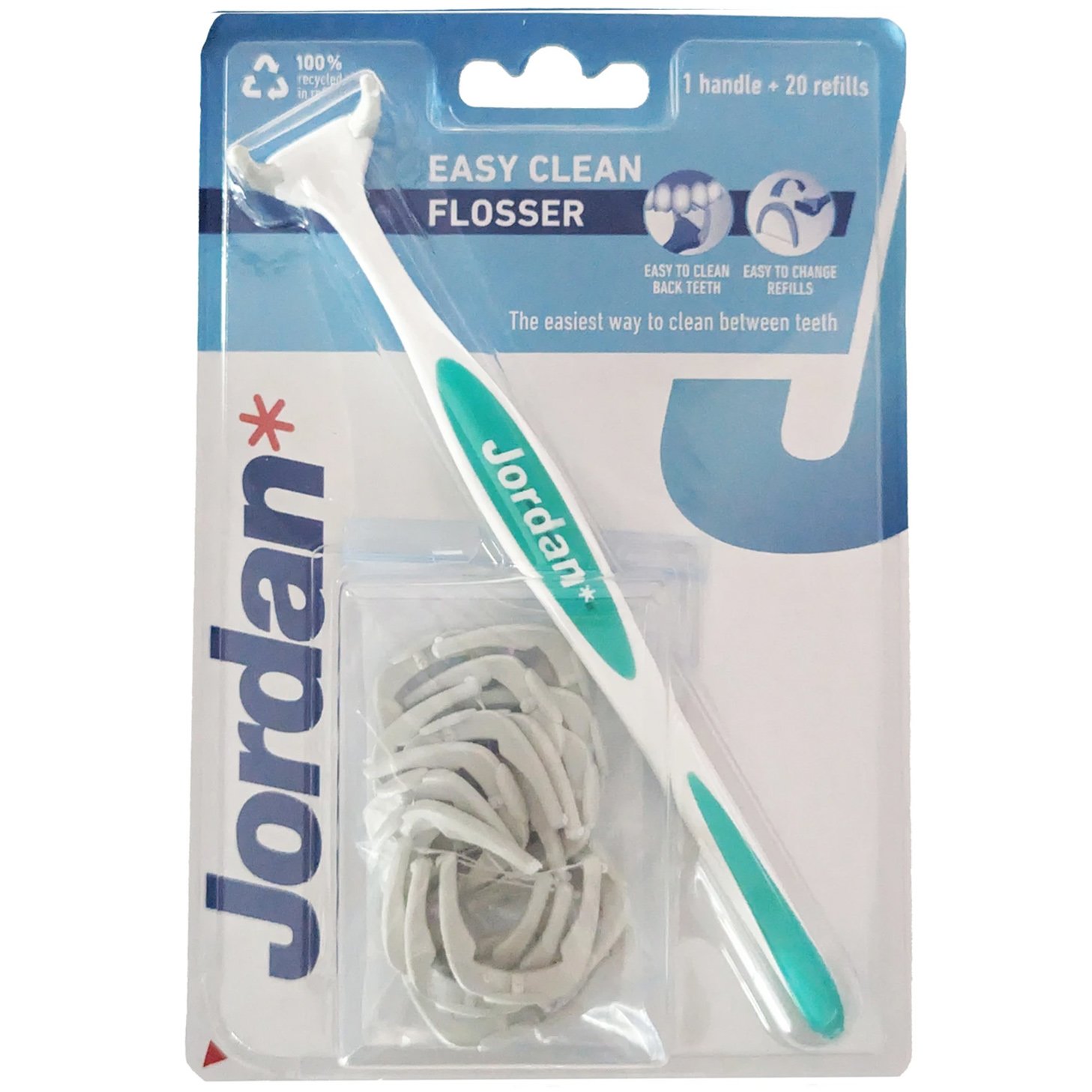 Jordan Easy Clean Flosser 1 Τεμάχιο & Refills 20 Τεμάχια Κωδ 310054 – Πράσινο