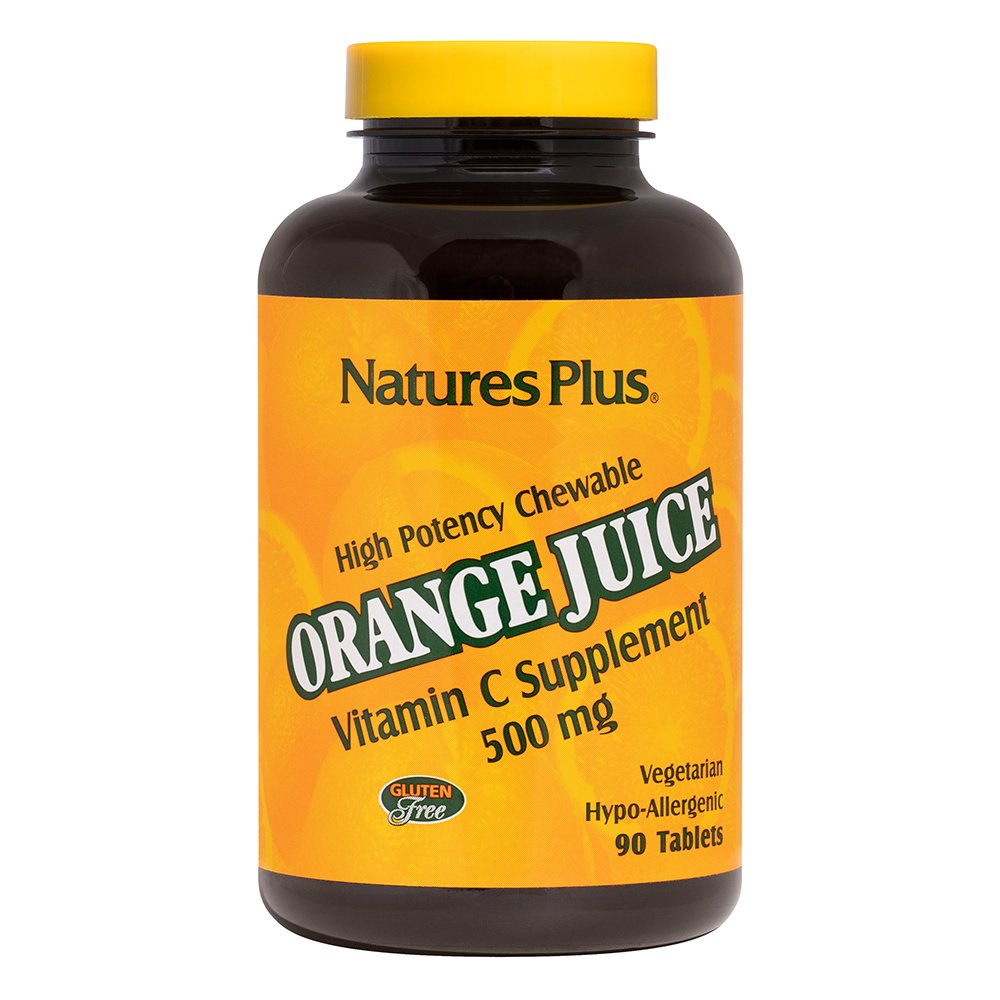 Natures Plus Orange Juice Vitamin C 500mg Συμπλήρωμα Διατροφής για Ενίσχυση του Ανοσοποιητικού 90 Chew.tabs
