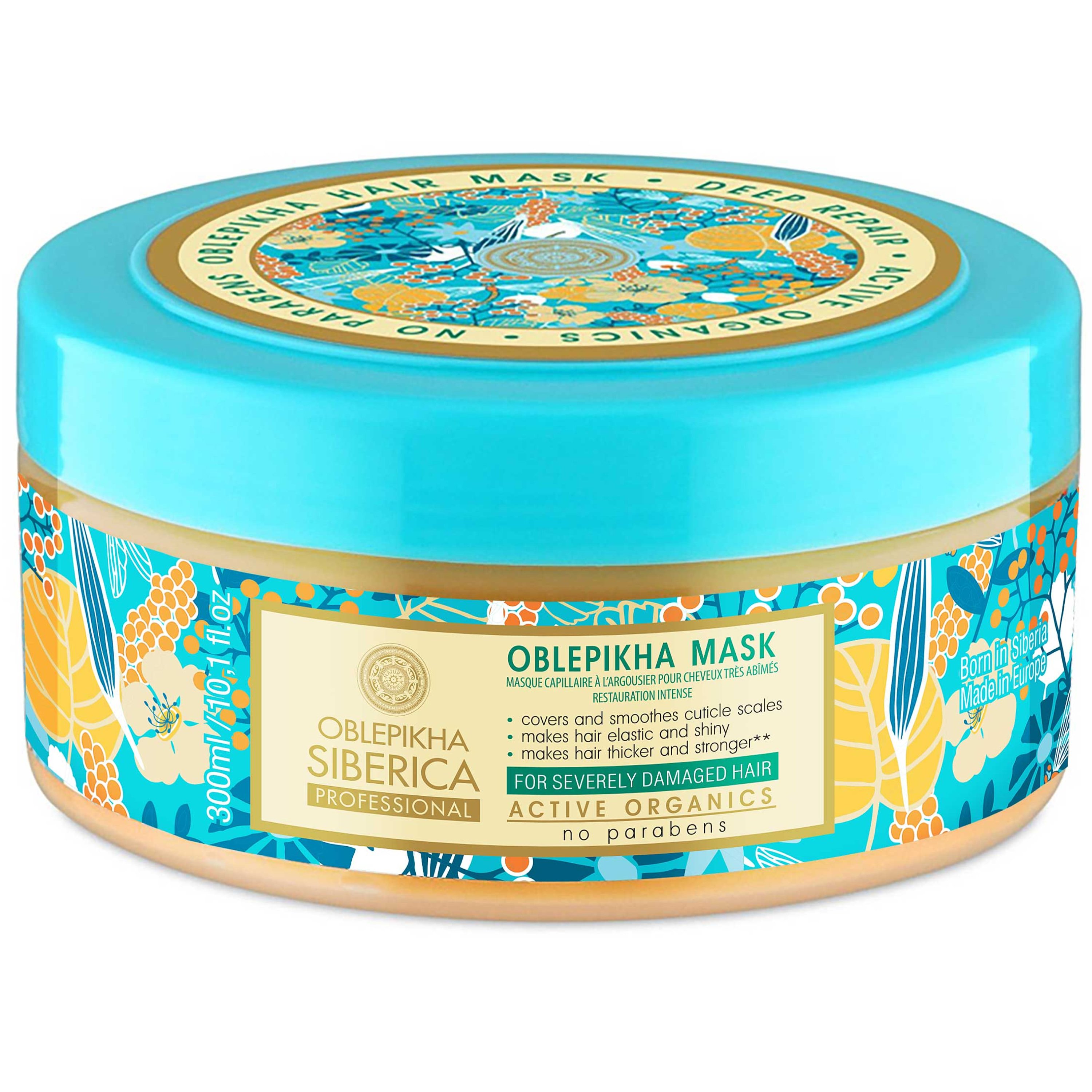 Natura Siberica Oblepikha Hair Mask for Severely Damaged Hair Επανορθωτική Μάσκα Μαλλιών για Πολύ Ταλαιπωρημένα Μαλλιά 300ml