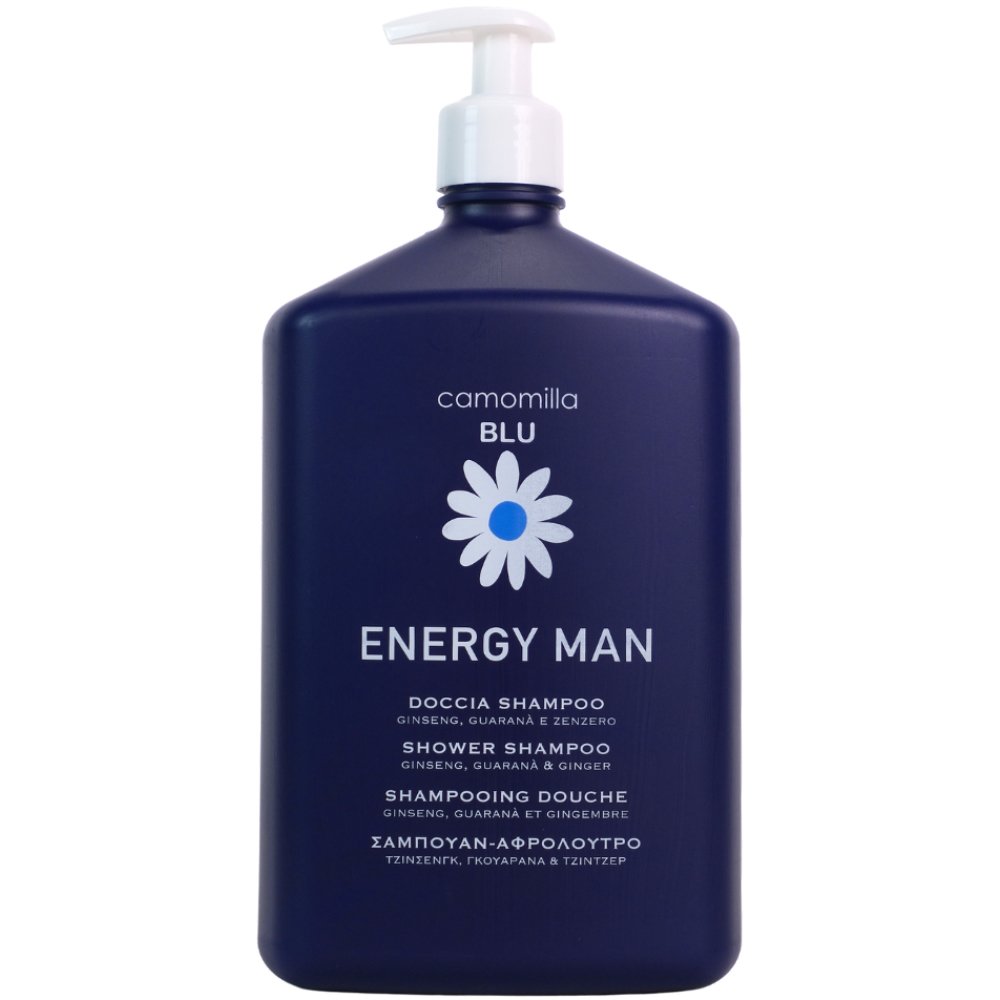Camomilla Blu Energy Man 2in1 Body Shower & Hair Shampoo Ενυδατικό Αφρόλουτρο & Ενυδατικό Σαμπουάν με Άρωμα Τζινσενγκ, Γκουαρανά & Τζίντζερ 1000ml