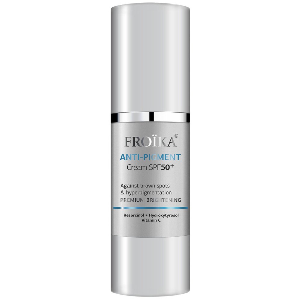 Froika Anti-Pigment Premium Brightening Resorcinol, Hydroxytyrosol & Vitamin C Cream SPF50+ Ενυδατική Κρέμα Κατά των Καφέ Κηλίδων & της Υπερμελάγχρωσης Πολύ Υψηλής Προστασίας με Ρεσορκινόλη, Υδροξυτυροσόλη & Βιταμίνη C 30ml