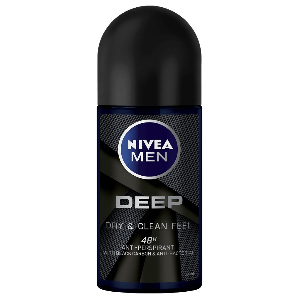 Nivea Men Deep Black Carbon Dry & Clean Feel 48h Deo Roll-On Ανδρικό Αποσμητικό 48ωρης Προστασίας 50ml