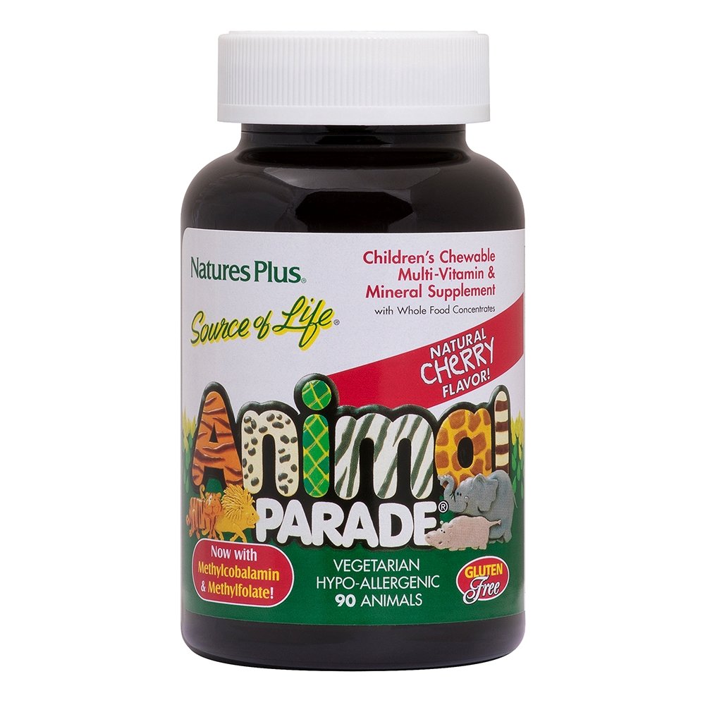 Natures Plus Animal Parade Cherry Orange Grape Συμπλήρωμα Διατροφής με Βιταμίνες, Μέταλλα και Πλήθος Από Υγιεινές Τροφές 90tabs