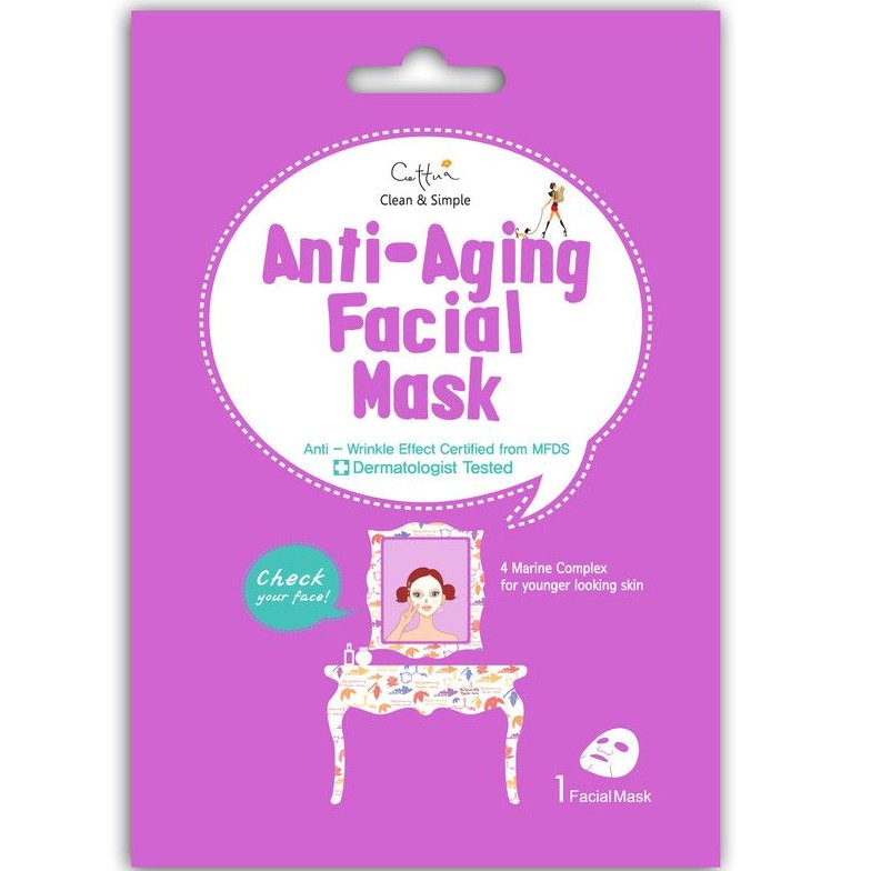 Vican Clean & Simple Anti-Aging Facial Mask, Μάσκα Θρέψης με 4 Θαλάσσια Συστατικά, 1 τμχ