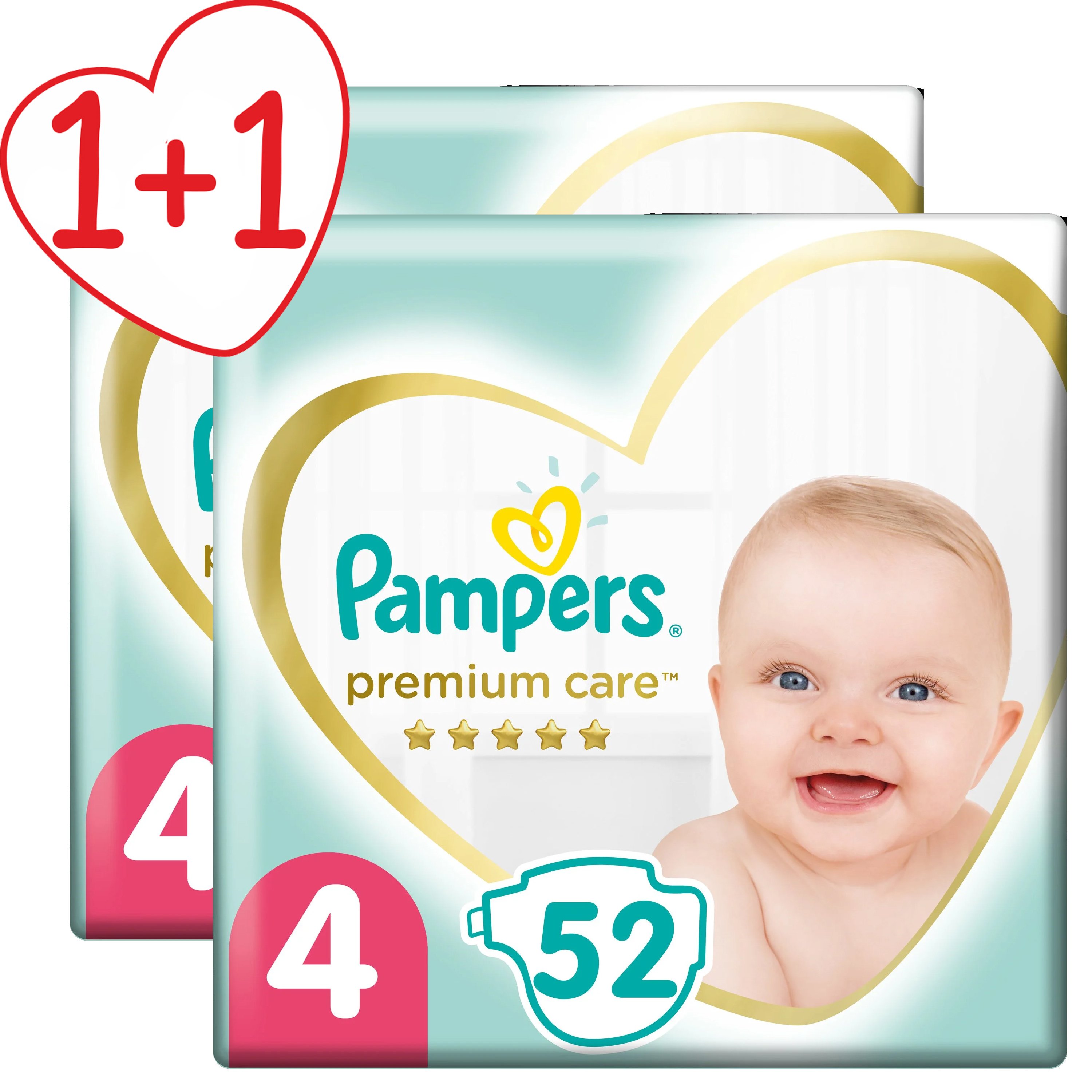 Pampers Πακέτο Προσφοράς Premium Care Jumbo Pack No4 (9-14kg) 2×52 πάνες 1+1 Δώρο