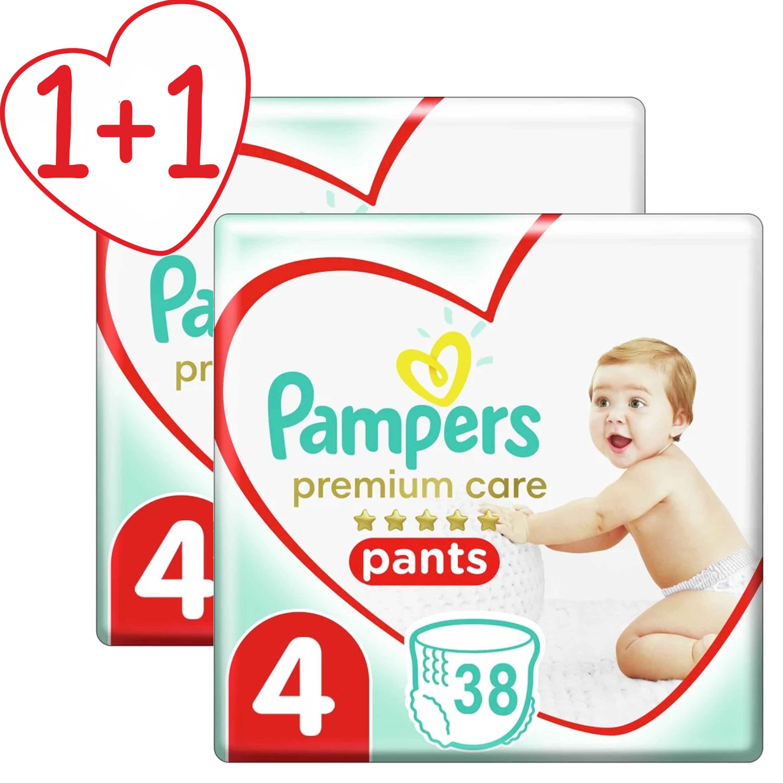 Pampers Πακέτο Προσφοράς Premium Care Pants Jumbo Pack No4 (9-15kg) 2×38 πάνες 1+1 Δώρο