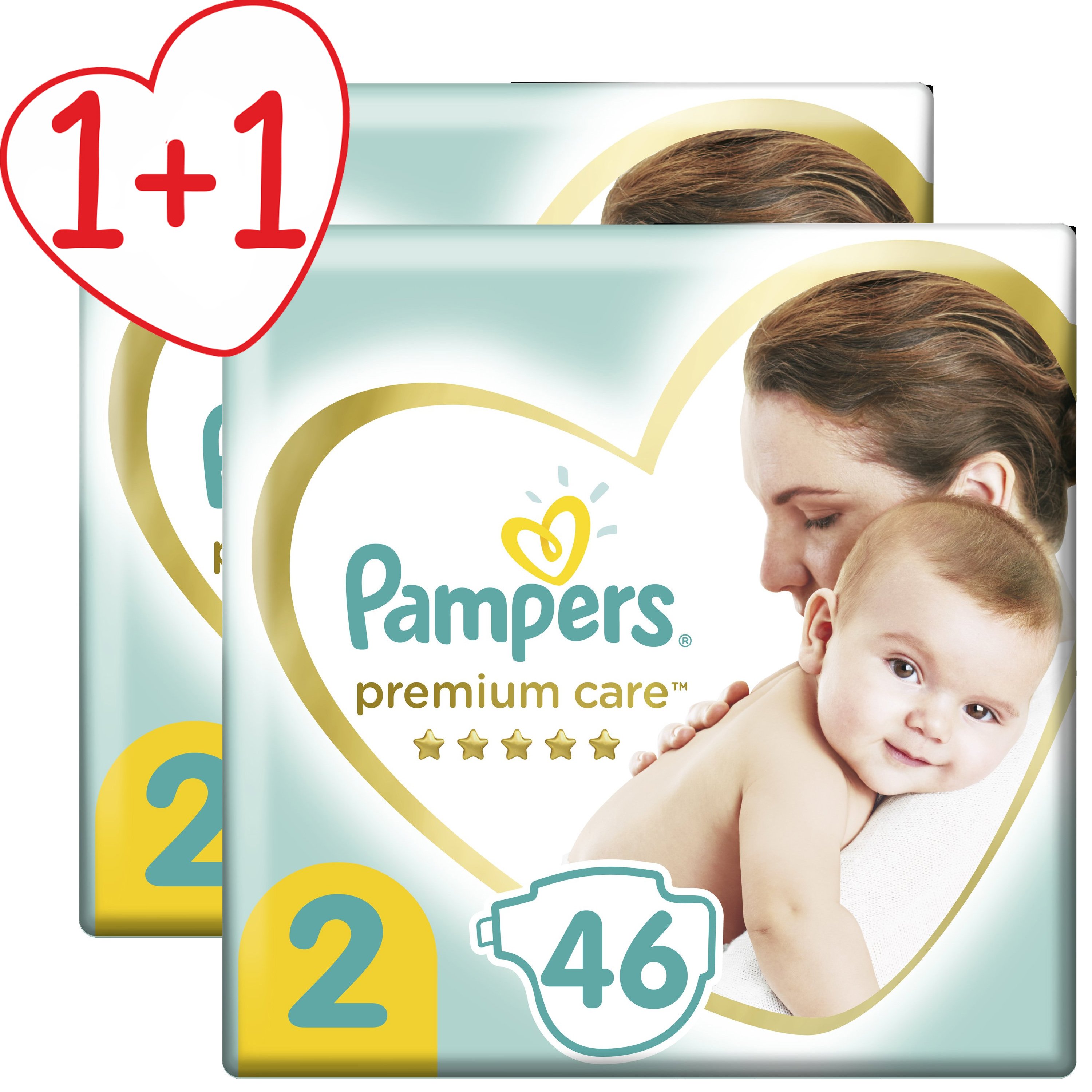 Pampers Πακέτο Προσφοράς Premium Care Νο2 (4-8kg) 2×46 πάνες 1+1 Δώρο