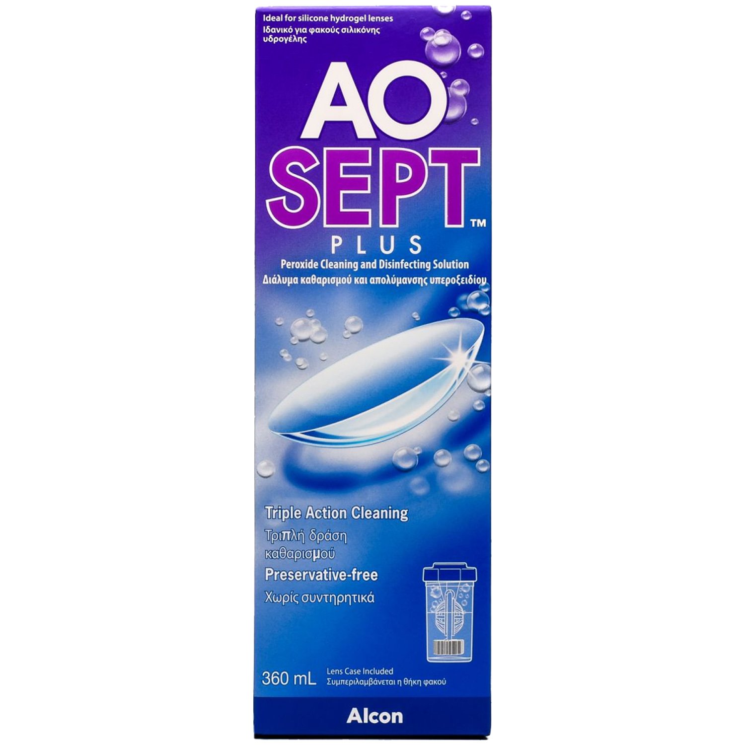 Alcon Alcon Ao Sept Plus Διάλυμα Καθαρισμού & Απολύμανσης Φακών Επαφής & Θήκη 360ml