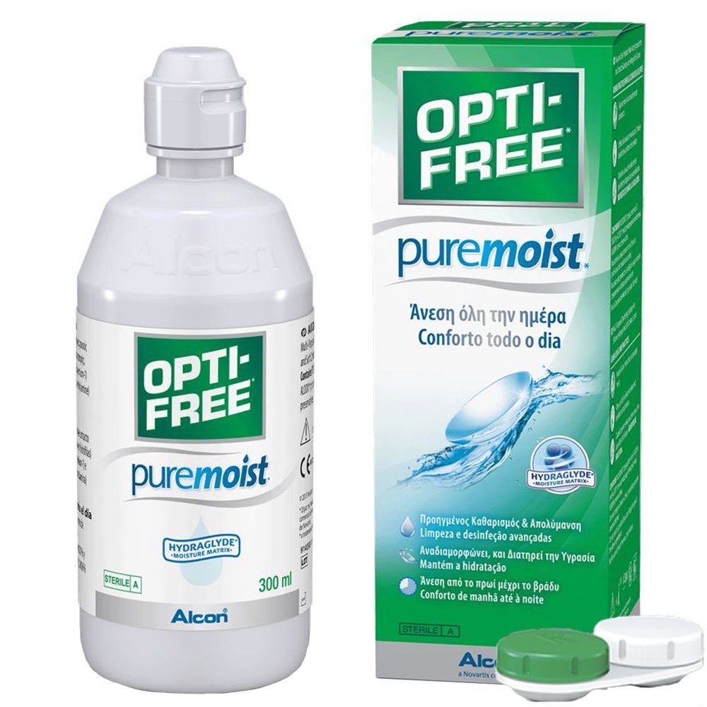 Alcon Opti-Free Pure Moist Υγρό Απολύμανσης Κατάλληλο για Φακούς Σιλικόνης, Υδρογέλης & Μαλακούς Φακούς Επαφής Πολλαπλών Χρήσεων 300ml