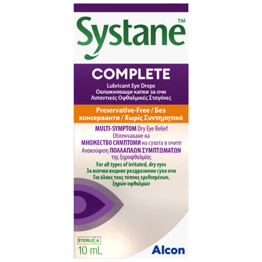 Alcon Alcon Systane Complete Lubricant Eye Drops Λιπαντικές Οφθαλμικές Σταγόνες για Ανακούφιση από Όλους τους Τύπους Ξηροφθαλμίας 10ml