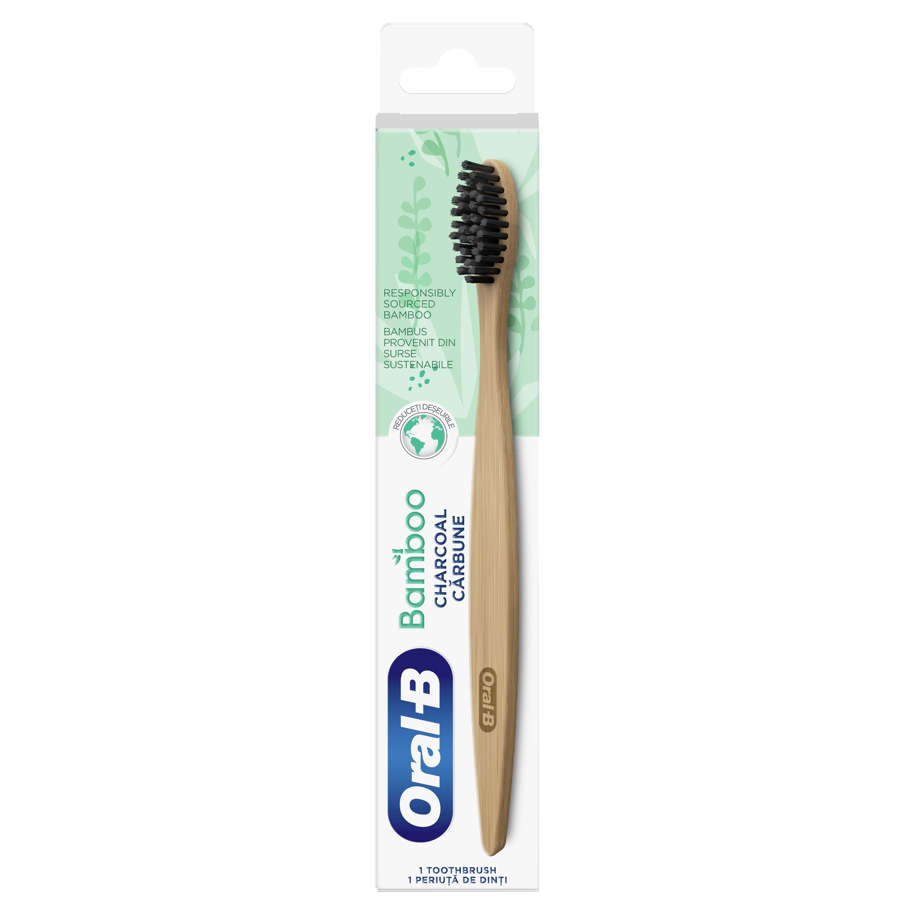 Oral-B Bamboo Charcoal 40 Χειροκίνητη Οδοντόβουρτσα από 100% Βιολογικό Μπαμπού 1 Τεμάχιο