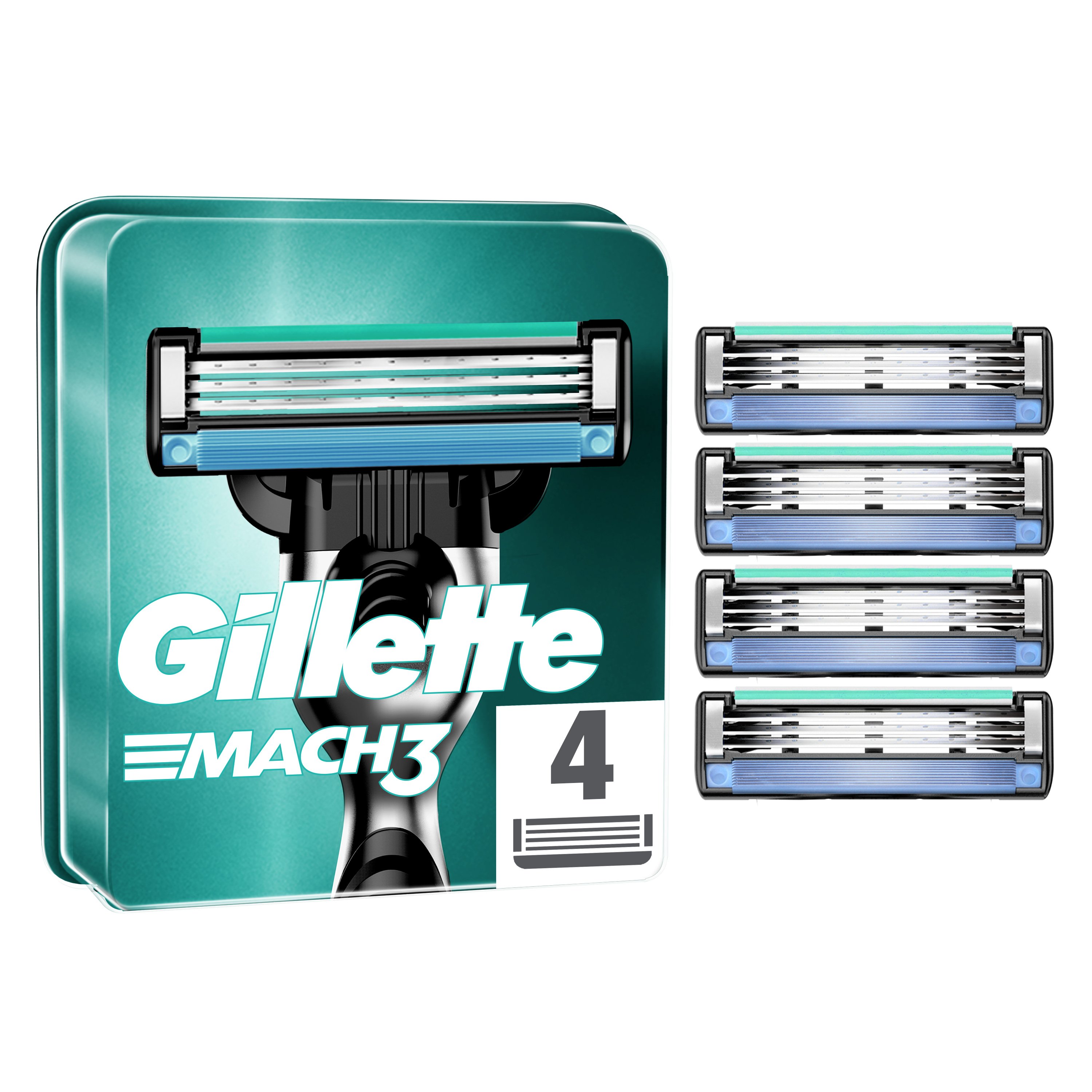 Gillette Mach 3 Ανταλλακτικά Ξυραφάκια με Λεπίδες πιο Δυνατές Από Ατσάλι 4 Τεμάχια