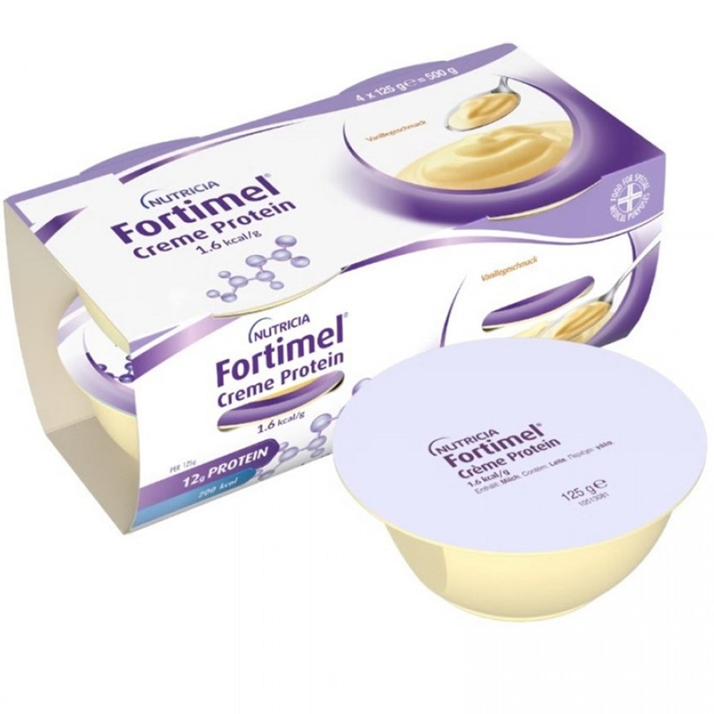 Nutricia Nutricia Fortimel Creme Protein 1.6kcal/g Συμπλήρωμα Διατροφής Κρέμας Πλούσιας σε Πρωτεΐνες, Βιταμίνες & Μέταλλα για την Υποστήριξη Κατά τη Διάρκεια Θεραπείας ή Αποκατάστασης με Γεύση Βανίλια 500g (4x125g) - Vanilla