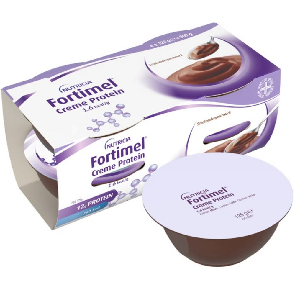Nutricia Nutricia Fortimel Creme Protein 1.6kcal/g Συμπλήρωμα Διατροφής Κρέμας Πλούσιας σε Πρωτεΐνες, Βιταμίνες & Μέταλλα για την Υποστήριξη Κατά τη Διάρκεια Θεραπείας ή Αποκατάστασης με Γεύση Σοκολάτα 500g (4x125g) - Chocolate