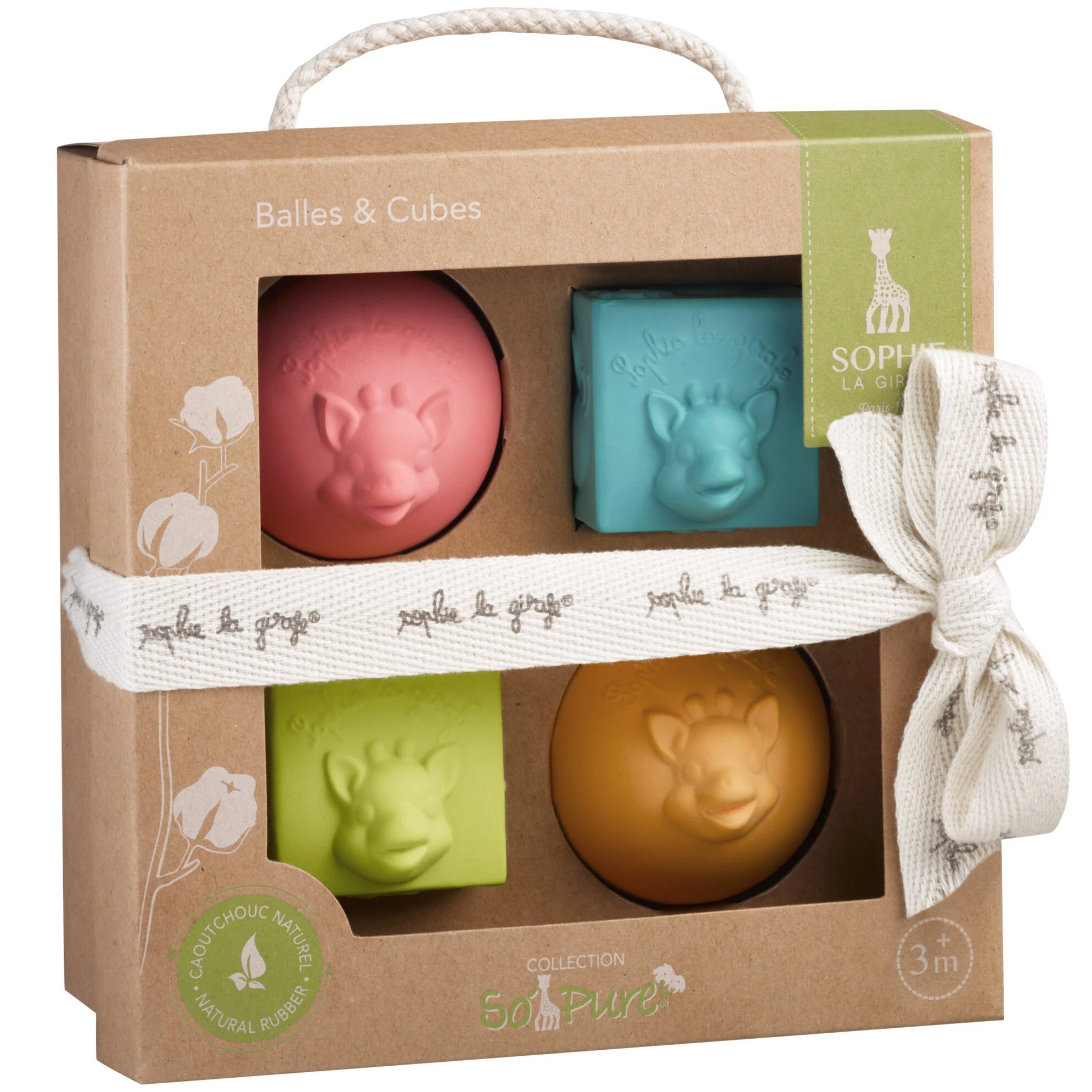 Sophie La Girafe Sophie La Girafe Balls & Cubes Κωδ 220119 Εκπαιδευτικά, Πολύχρωμα Κυβάκια από 100% Φυσικό Καουτσούκ 3m+ 4 Τεμάχια