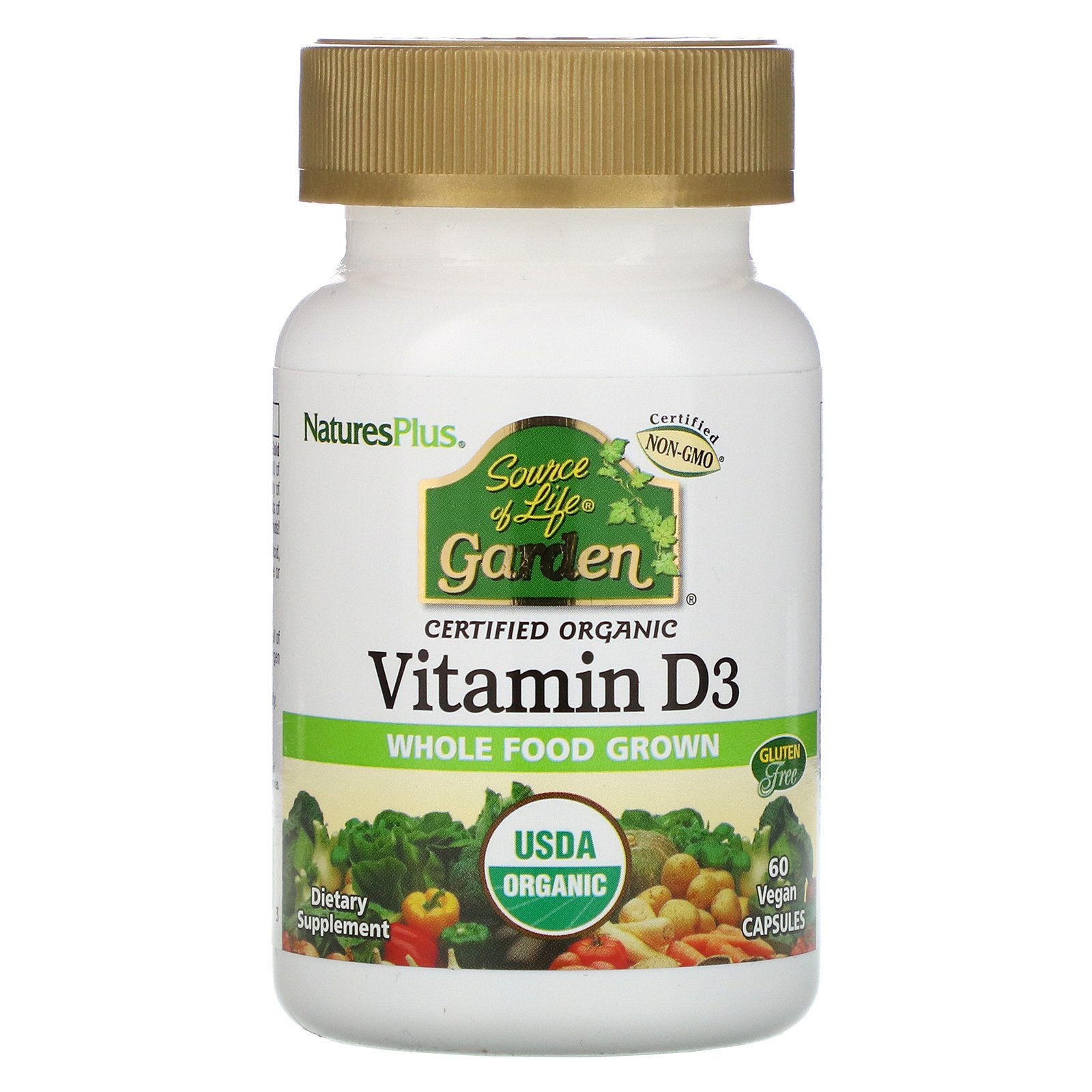 Natures Plus Source of Life Vitamin D3 5.000iu Φυτικό Συμπλήρωμα Διατροφής για Υγεία των Μυών & του Ανοσοποιητικού 60 Veg.caps