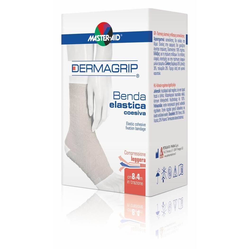 Master Aid Dermagrip Ελαστικός Επίδεσμος Γάζα Αυτοκόλλητος 4mX10cm