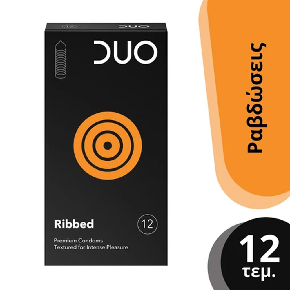 Duo Duo Ribbed Condoms Προφυλακτικά με Ραβδώσεις για Εντονότερη Διέγερση & Απόλαυση 12 Τεμάχια