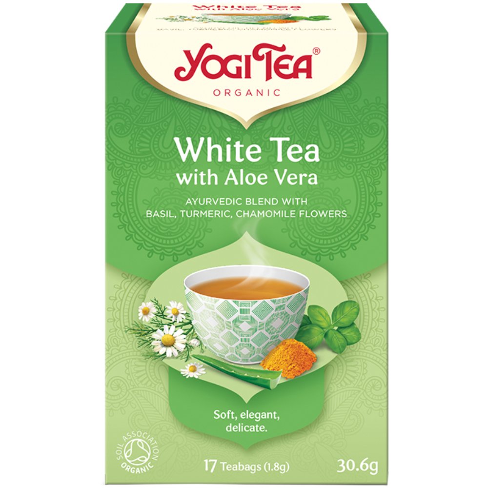 Yogi Tea Yogi Tea White Tea Ρόφημα Βοτάνων με Πικάντικη Κουρκούμη & Αρωματική Μαργαρίτα για Απόλαυση με την Αλόη Βέρα 17 Teabags (17 Φακελάκια x 1,8g)