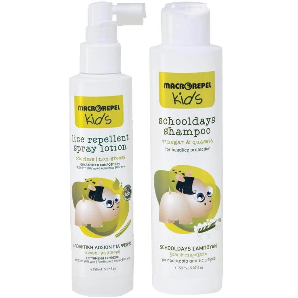Macrovita Promo Macrorepel Kids Lice Repellent Spray 150ml & Δώρο Scholldays Shampoo 150ml