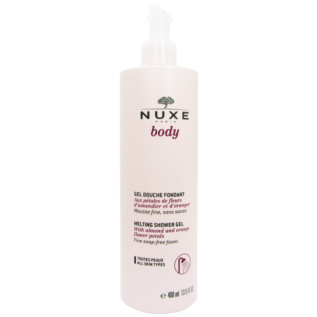 Nuxe Body Melting Shower Gel Απαλό Αφρόλουτρο με Πέταλα Από Άνθη Αμυγδαλιάς & Πορτοκαλιάς 400ml