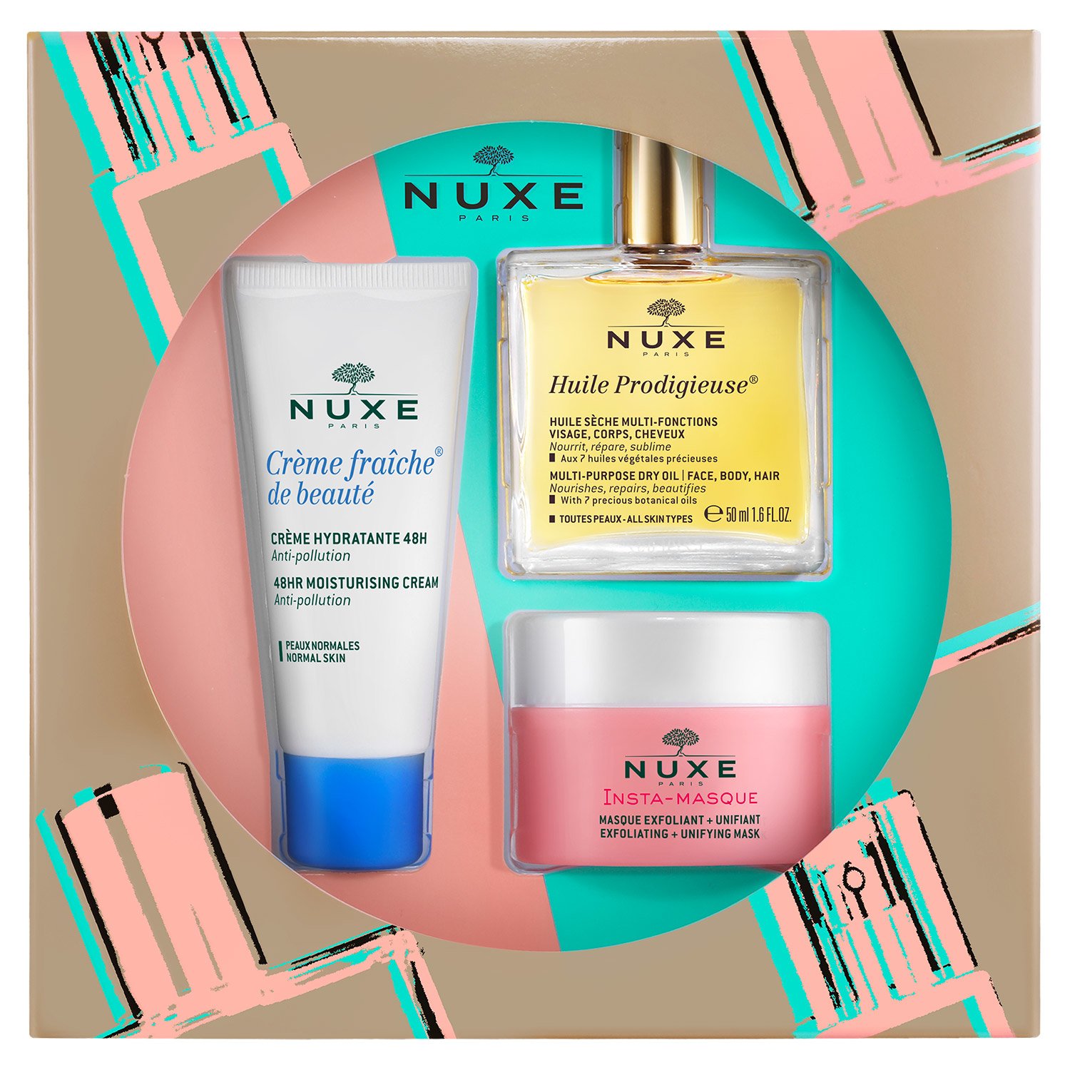Nuxe Promo Huile Prodigieuse 50ml & Insta Masque Exfoliant 50ml & Creme Fraiche de Beaute 48h Moisturising Cream 30ml