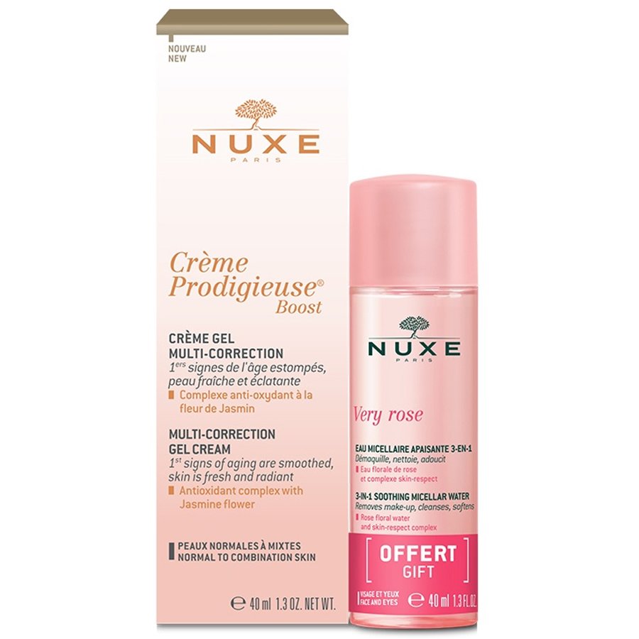 Nuxe Πακέτο Προσφοράς Prodigieuse Boost Κρέμα Gel Πολλαπλής Δράσης για Κανονική – Μικτή Επιδερμίδα 40ml & Δώρο Very Rose 3 in 1 Soothing Micellar Water 40ml