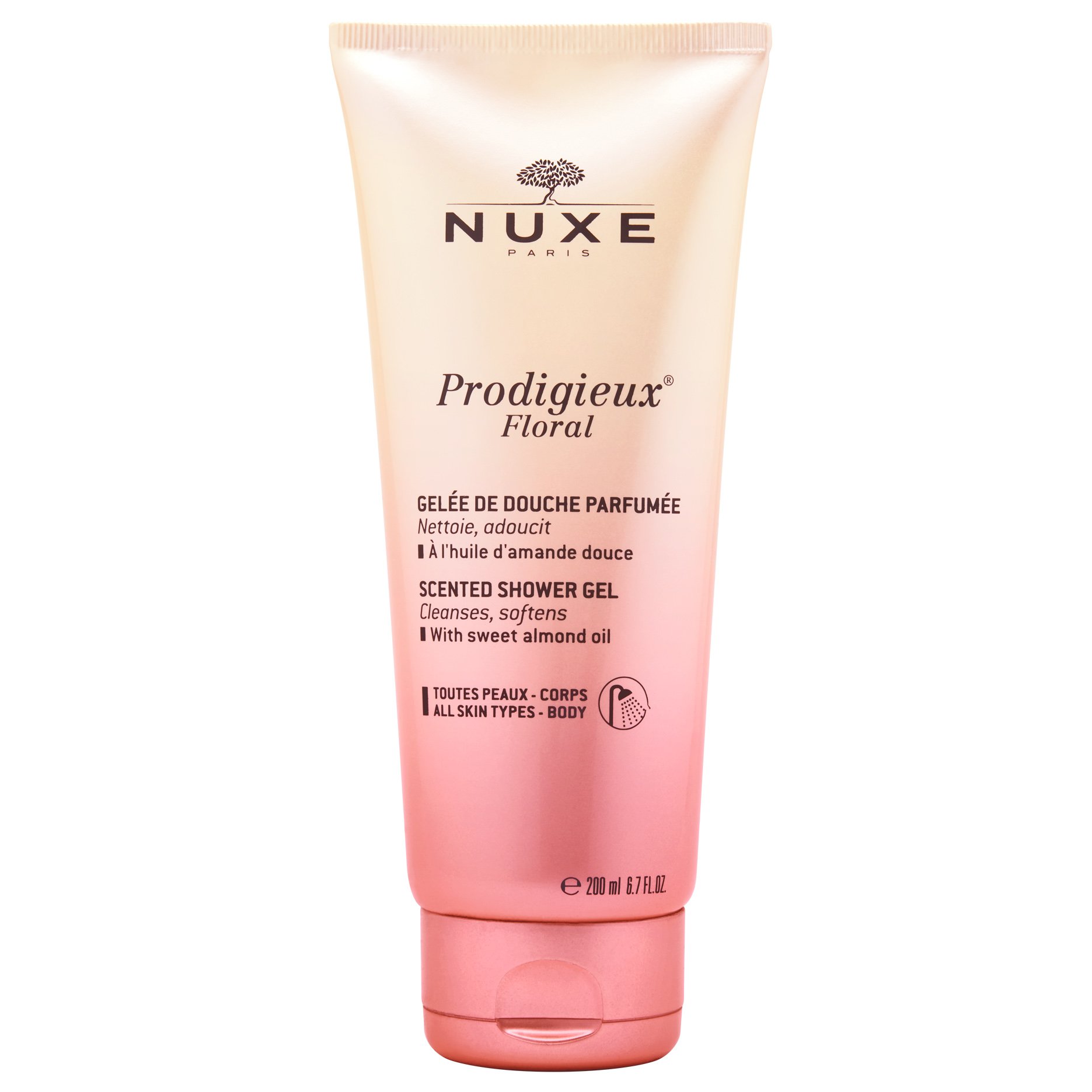 Nuxe Prodigieux Floral Scented Shower Gel Αφρόλουτρο Σώματος με Έλαιο Γλυκού Αμυγδάλου & Λουλουδένιο Άρωμα 200ml