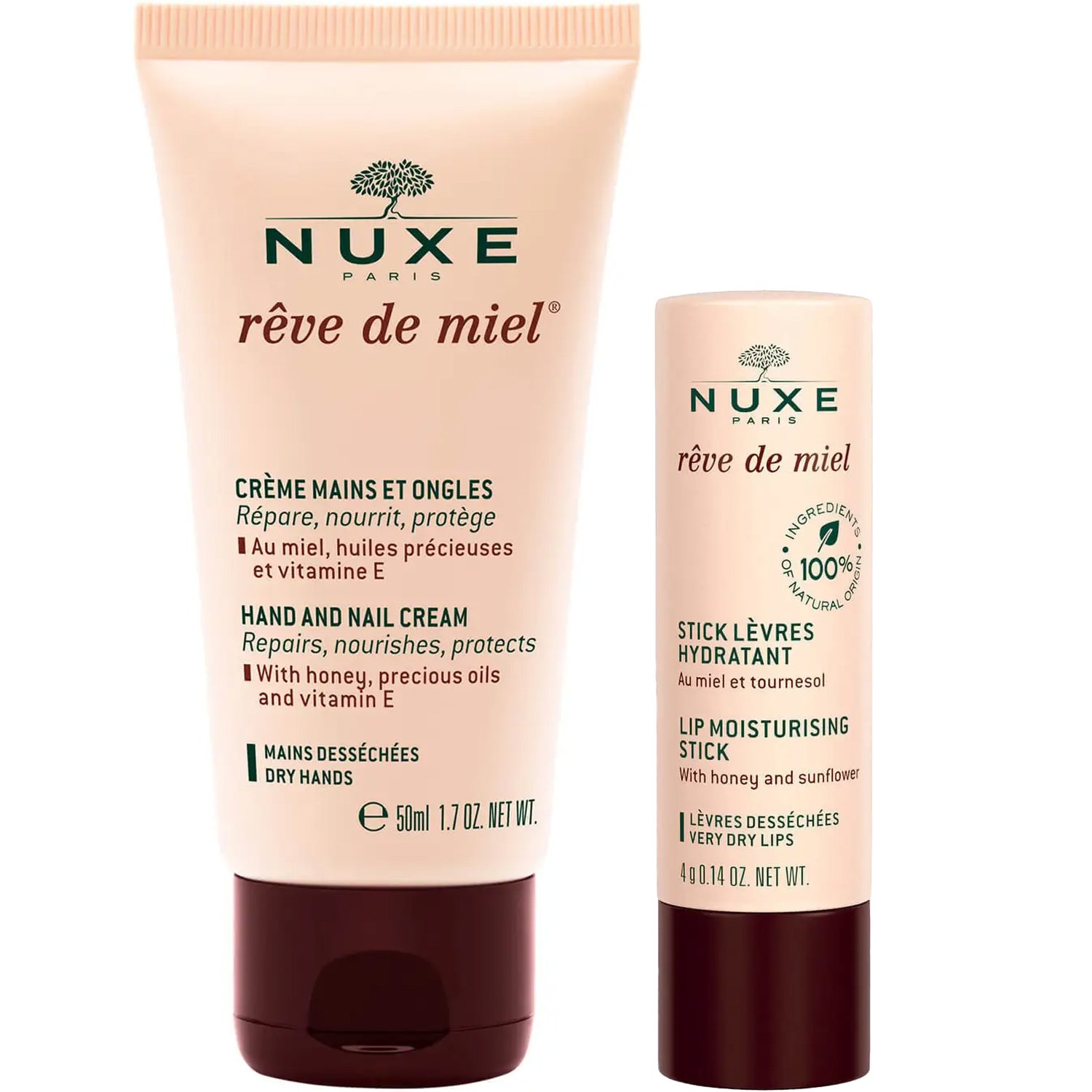 Nuxe Promo Reve de Miel Hand – Nail Cream 30ml & Lip Moisturising Stick 4g