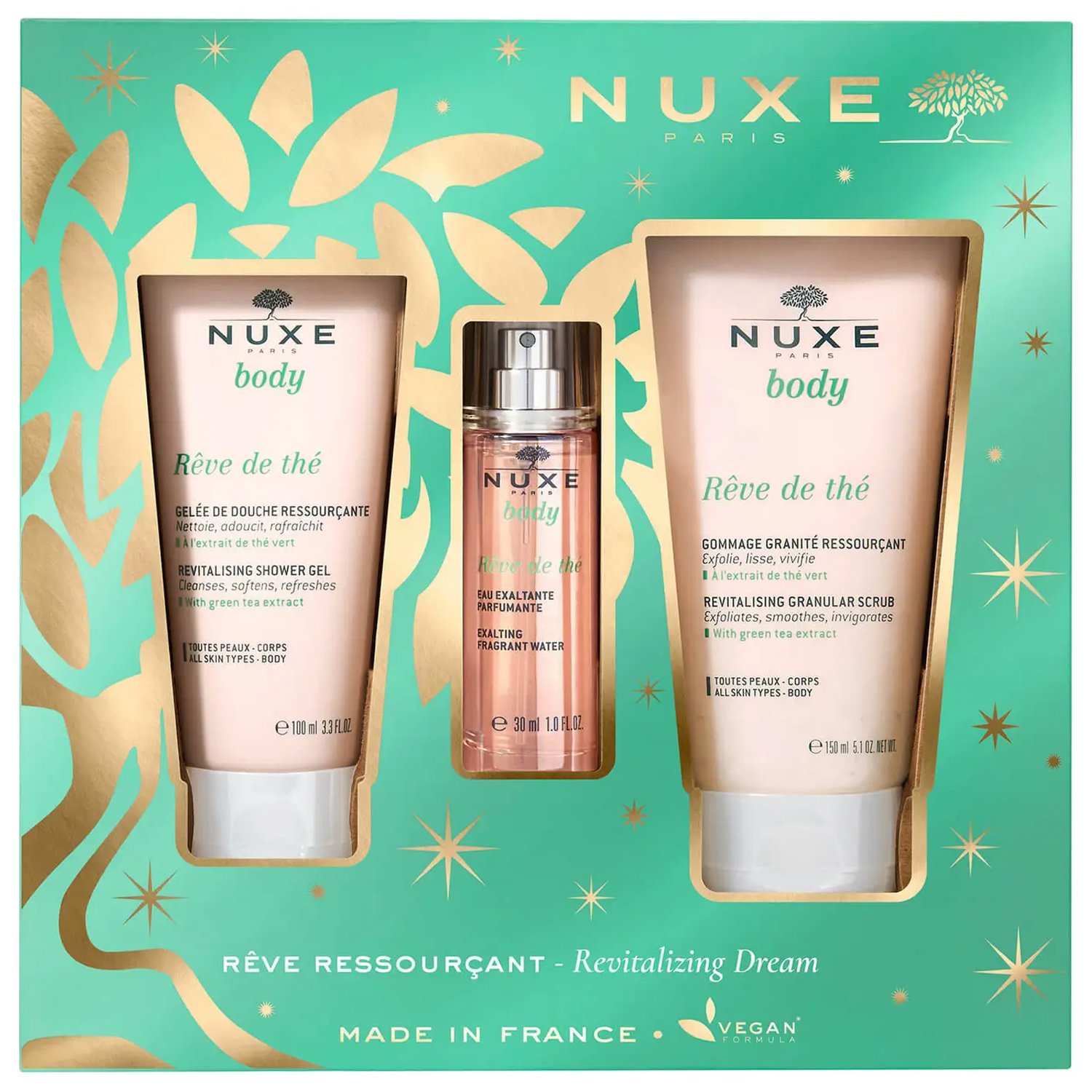 Nuxe Promo Revitalising Dream Set Reve de The Shower Gel 100ml & Exalting Fragrant Water 30ml & Granular Scrub 150ml