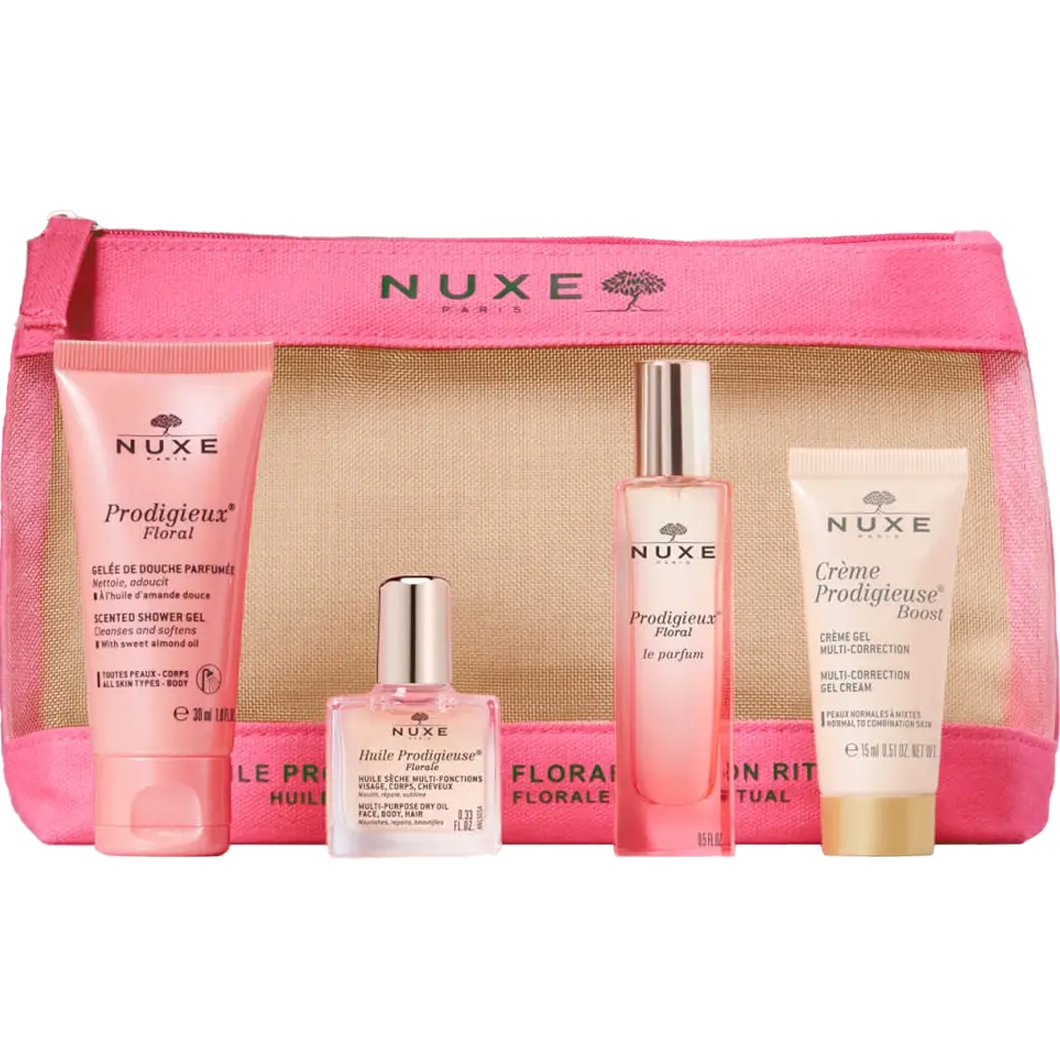Nuxe Πακέτο Προσφοράς Prodigieuse Florale Travel Kit Shower Gel 30ml & Multi-Purpose Dry Oil 10ml & Le Parfum Eau de Parfum 15ml & Multi-Correction Gel Cream 15ml & Νεσεσέρ