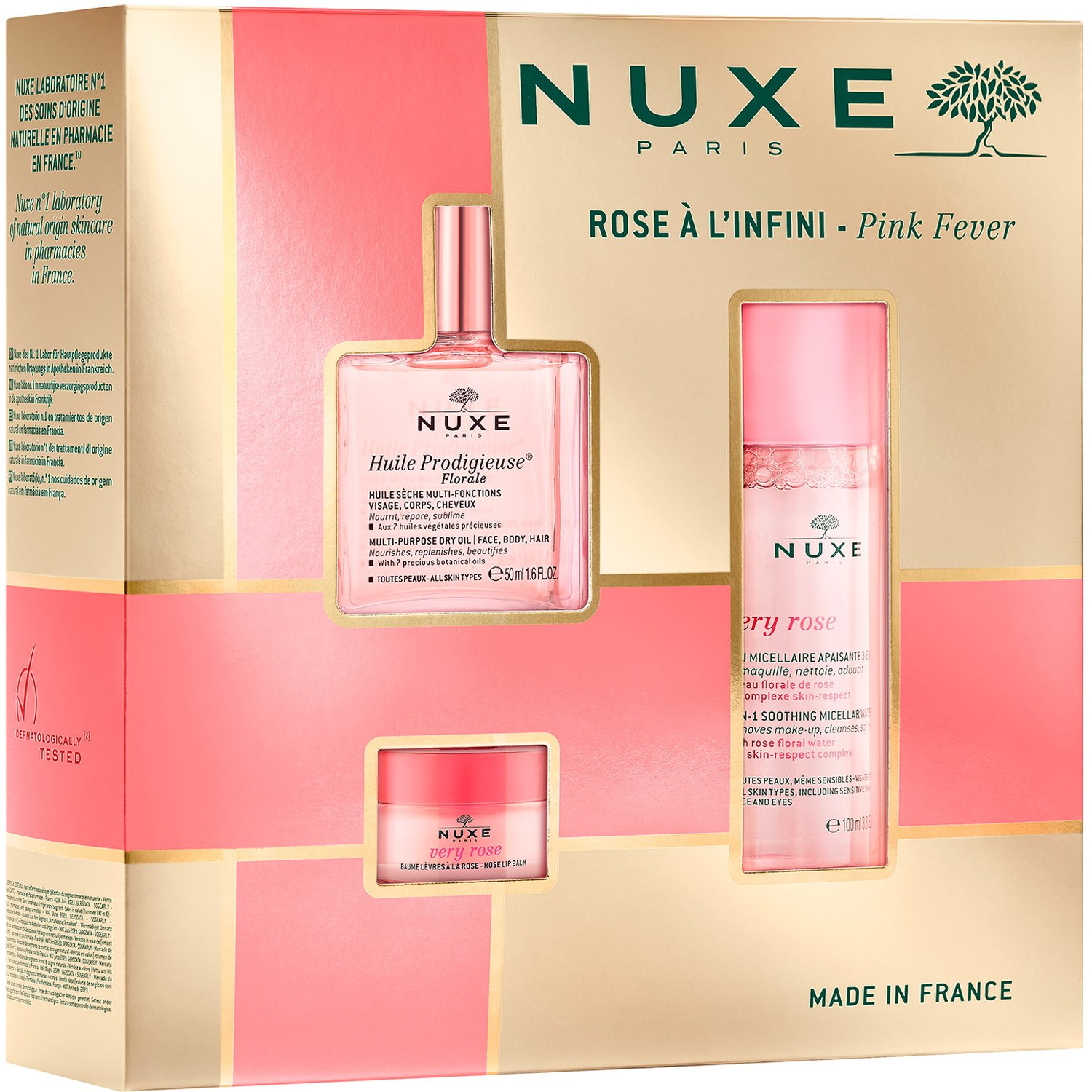 Nuxe Nuxe Promo Huile Prodigieuse Florale Multi-Purpose Dry Oil 50ml & Very Rose 3in1 Soothing Micellar Water 100ml & Very Rose Lip Balm 15g