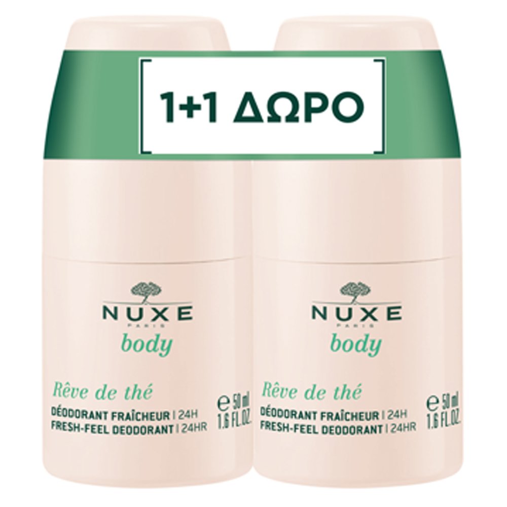 Nuxe Promo Body Reve de the Fresh-Feel 24h Deodorant Αποσμητικό 24ωρης Προστασίας για Όλους τους Τύπους Δέρματος 100ml (2x50ml)