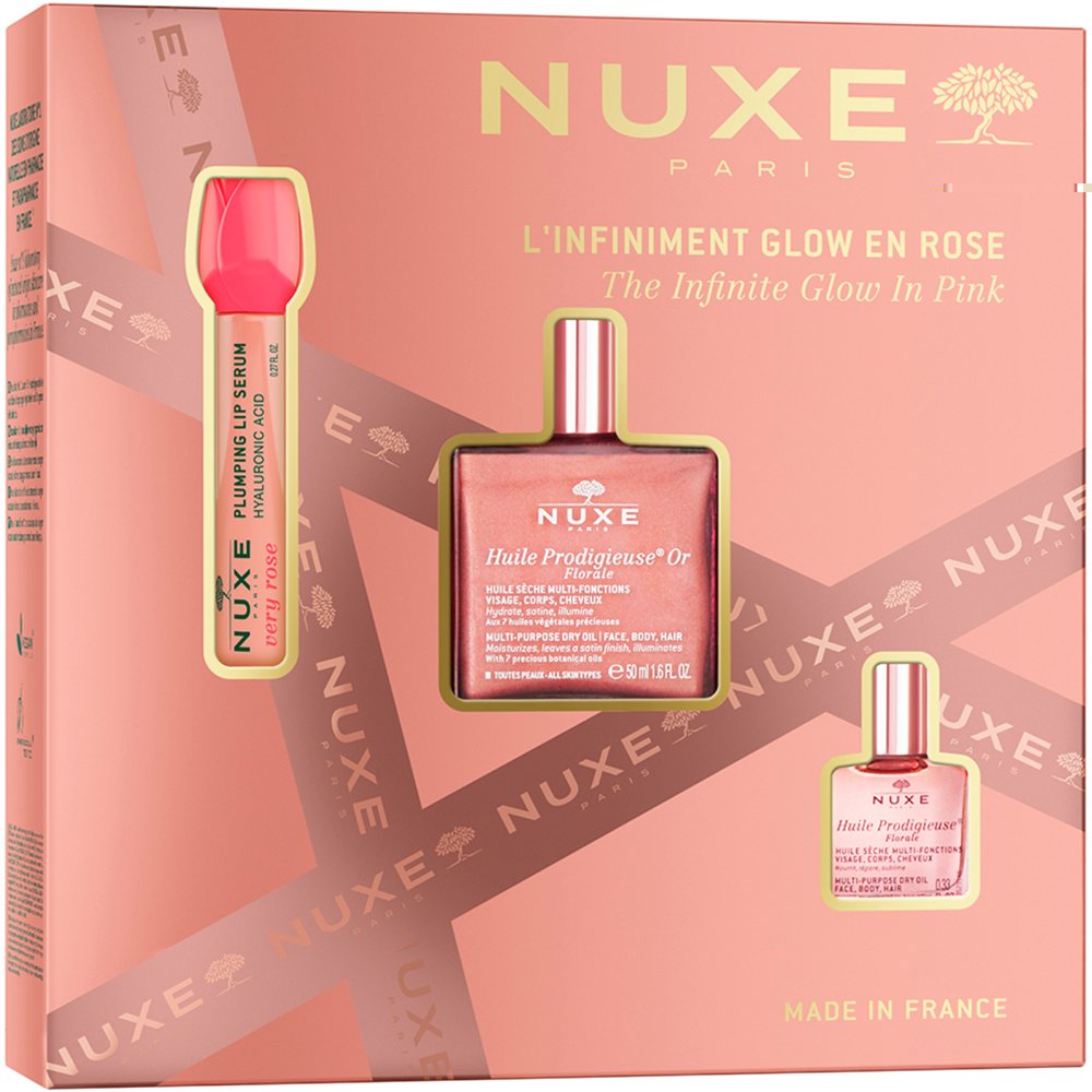 Nuxe Promo Huile Prodigieuse Or Florale Multi-Purpose Dry Oil 50ml & Very Rose Hyaluronic Acid Plumping Lip Serum 8ml & Huile Prodigieuse Florale Multi-Purpose Dry Oil 10ml