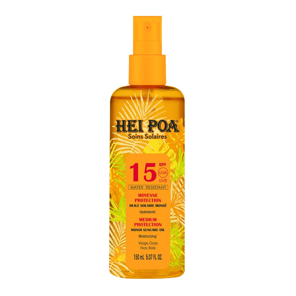 Hei Poa Soins Solaire Monoi Dry Oil Spf15 Tiare Spray Ξηρό Λάδι Χαμηλής Αντηλιακής Προστασία για Πρόσωπο & Σώμα 150ml