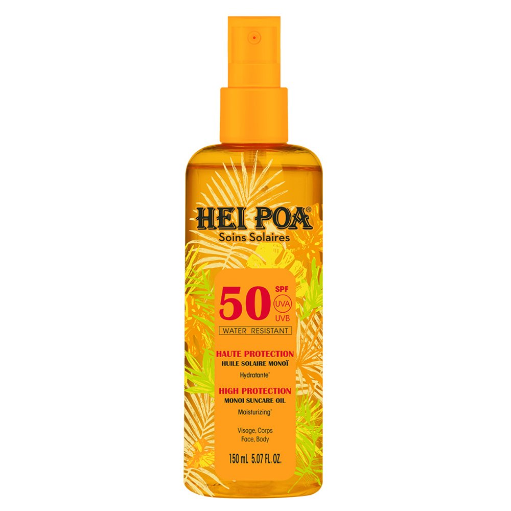 Hei Poa Soins Solaire Monoi Dry Oil Spf50 Tiare Spray Αντηλιακό Ξηρό Λάδι με Υψηλή Αντηλιακή Προστασία για Πρόσωπο & Σώμα 150ml