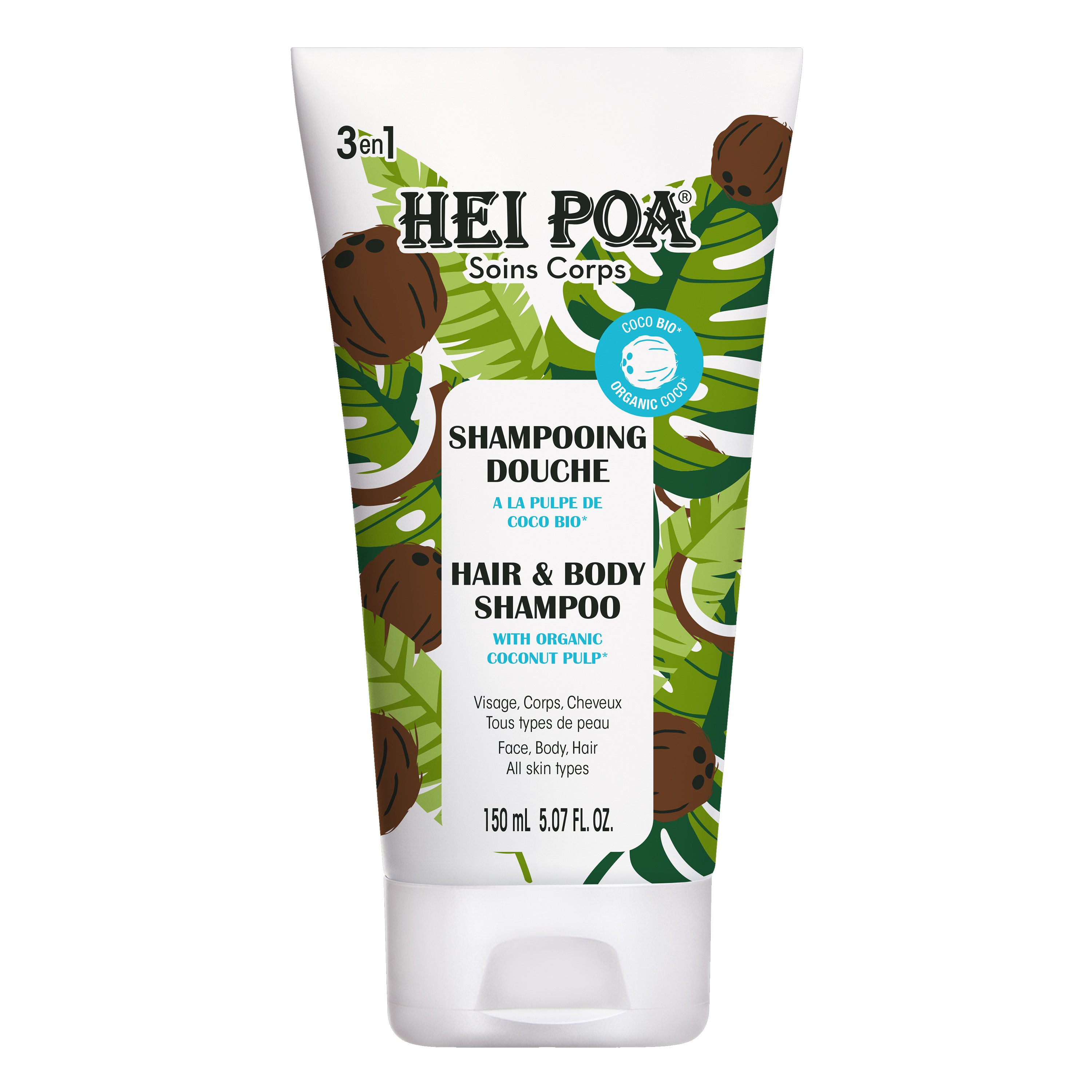 Hei Poa Soins Corps Hair & Body Shampoo Καθαριστικό Μαλλιών, Σώματος & Προσώπου Πλούσιο σε Οργανικό Πολτό Καρύδας 150ml