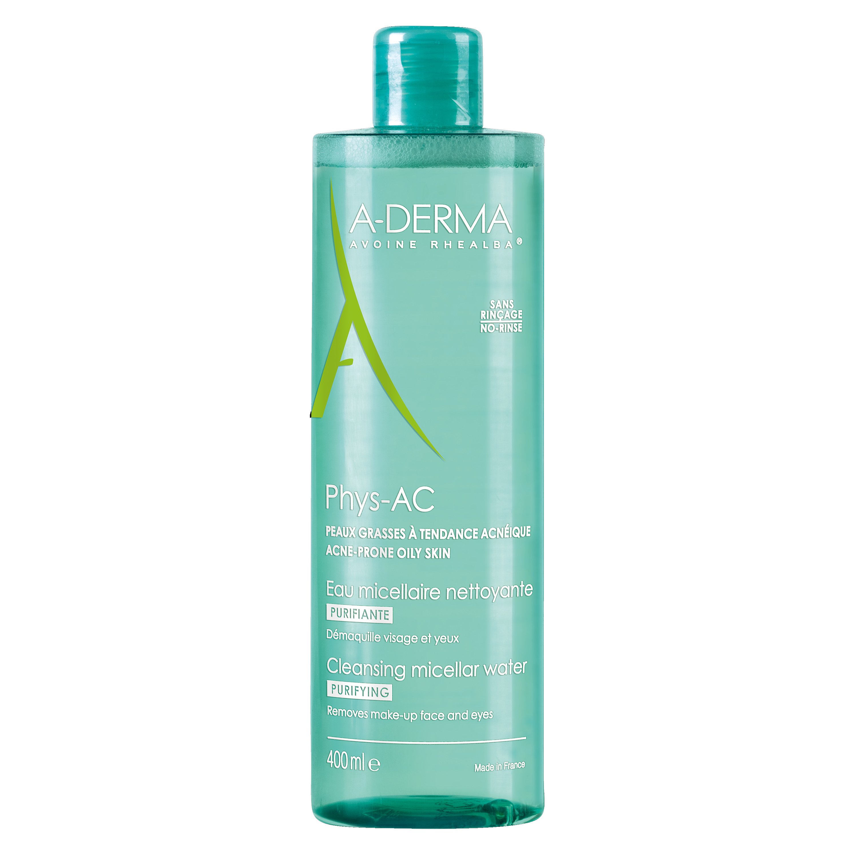 A-Derma Phys-AC Eau Micellaire Purifiante Εξυγιαντικό Νερό Καθαρισμού & Ντεμακιγιάζ Προσώπου Ματιών 400ml