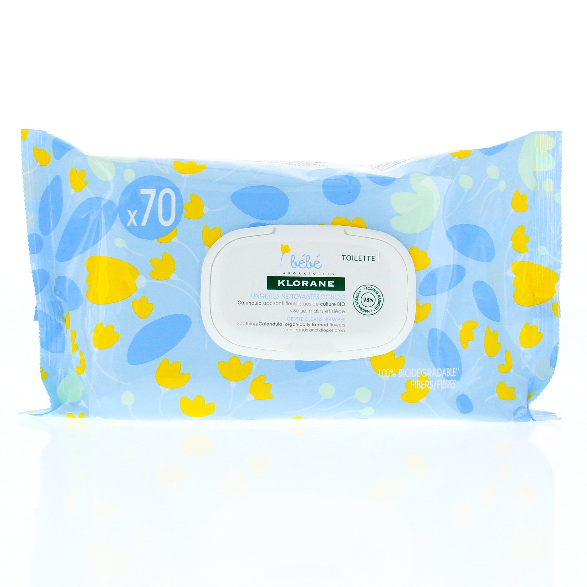 Klorane Bebe Gentle Cleansing Wipes Απαλά Μαντηλάκια Καθαρισμού για Βρέφη & Μεγαλύτερα Μωρά με Καταπραϋντική Καλέντουλα 70 Wipes